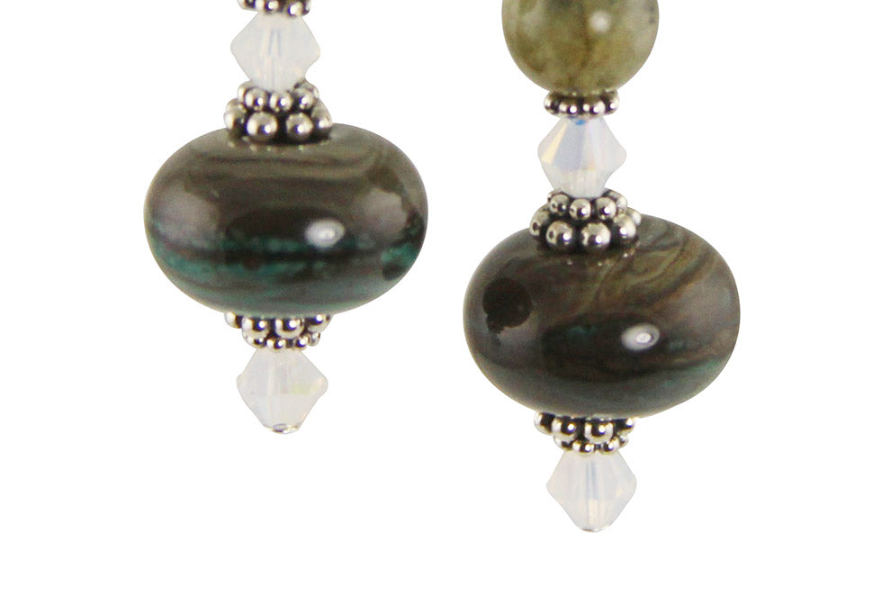 Handmade Verde Gray Lampwork Bead Earrings - Unique Glass Jewelry for Women | Perfect for Casual Wear, Parties & Gift Giving