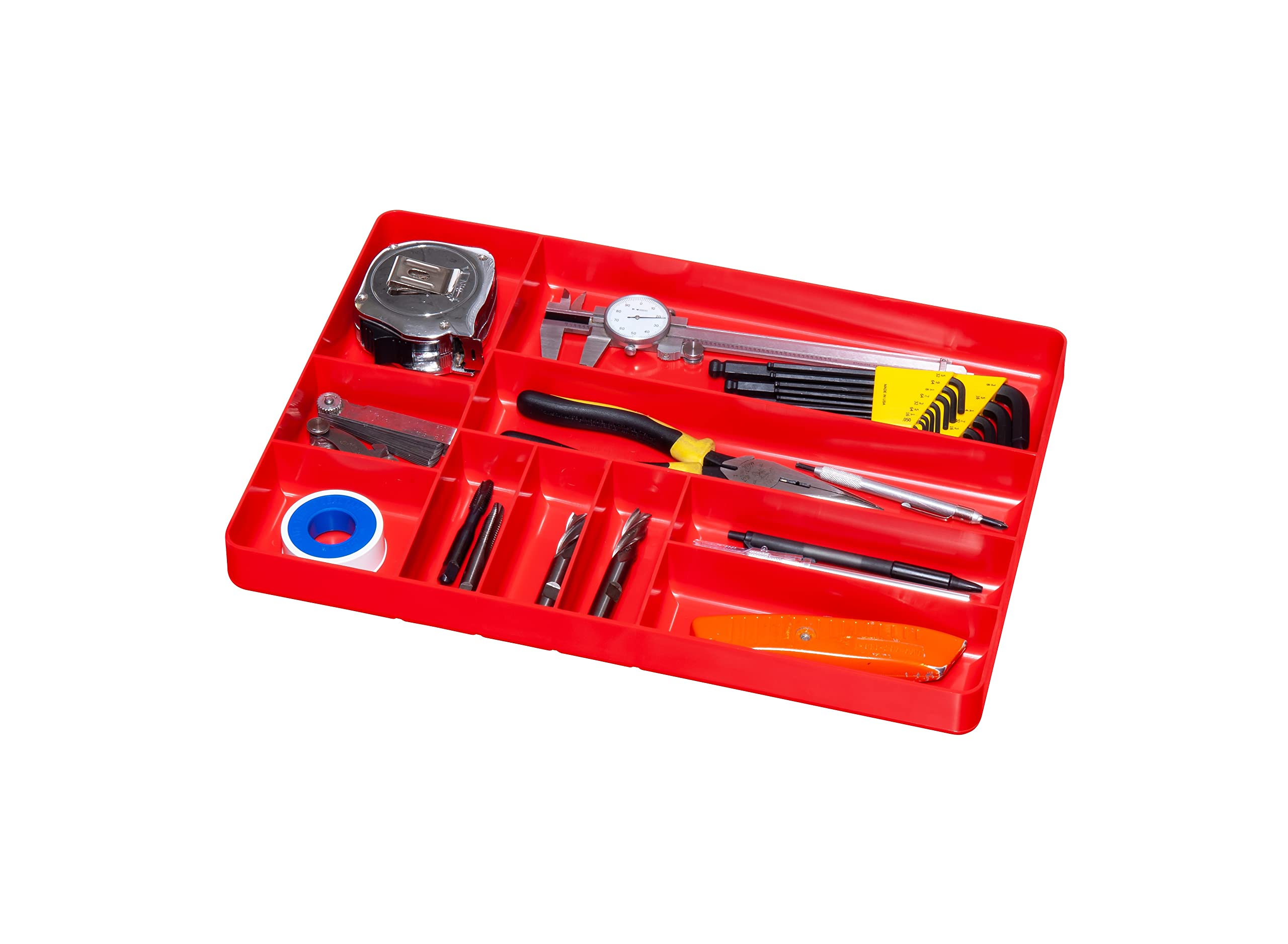 Ernst MFG 10-Compartment Heavy Duty Drawer Organizer - Stackable Tool Tray for Automotive, Garage, and Workshop Tool Storage - Low-Profile Toolbox Organizer for Nuts, Bolts, Tools, and Parts - Easy to Clean Black Tray - Perfect for DIY Projects and Professional Use