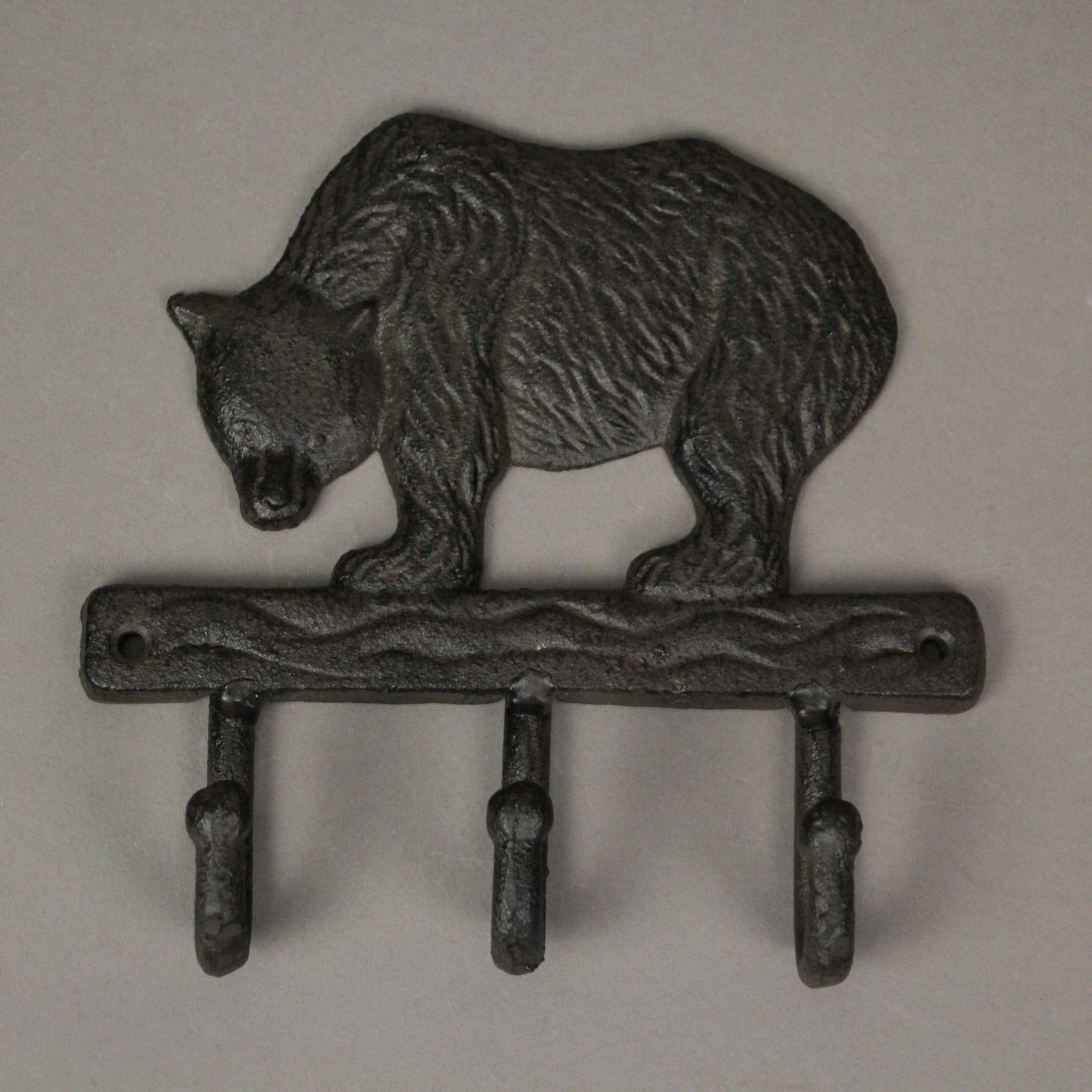 Things2Die4 Set of 2 Brown Cast Iron Bear Wall Hooks - Rustic Coat Rack & Towel Holder for Home Decor - Perfect for Entryway, Bedroom, or Bathroom Organization
