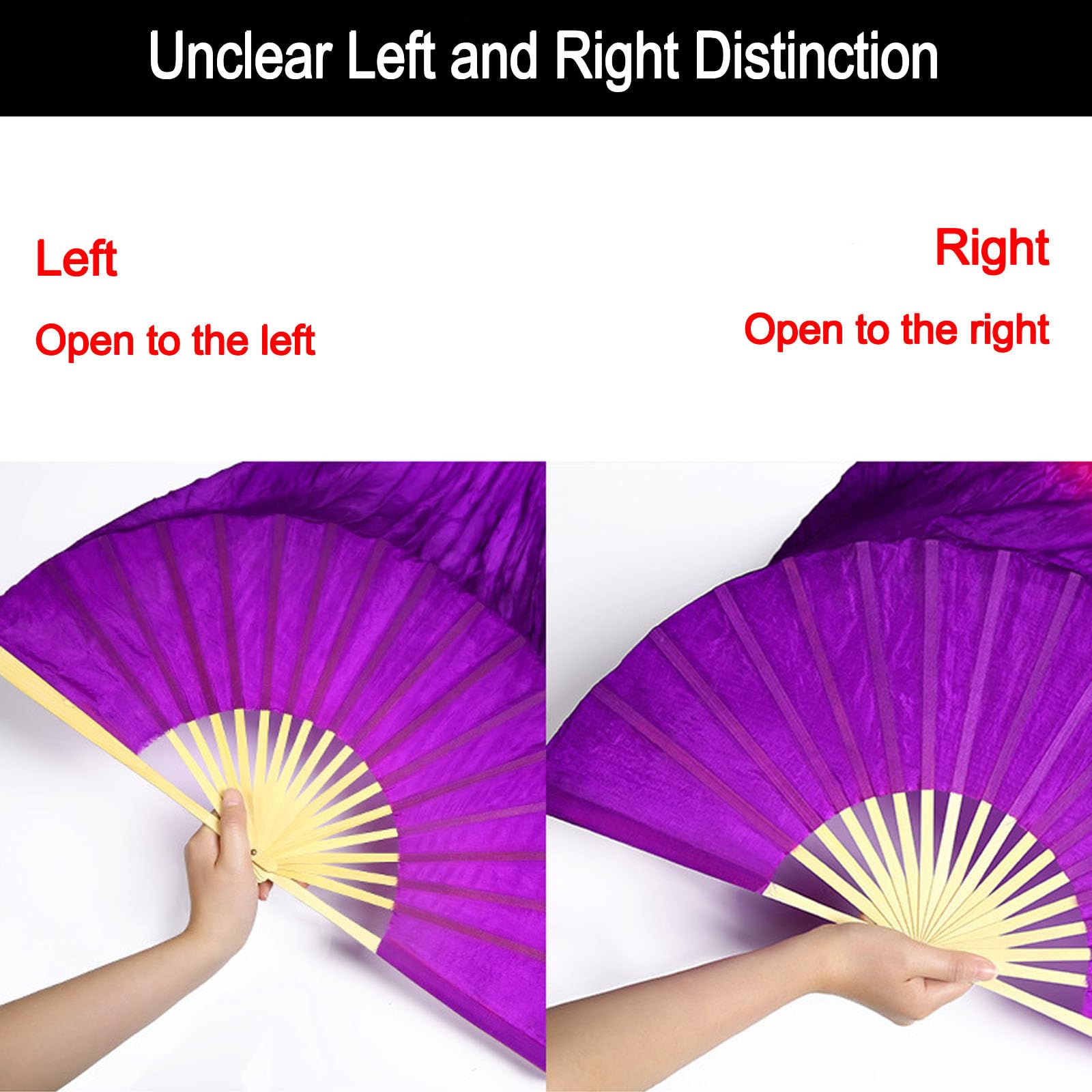 Handmade Silk Belly Dance Fan Veils - Long Bamboo Fans for Women Performers