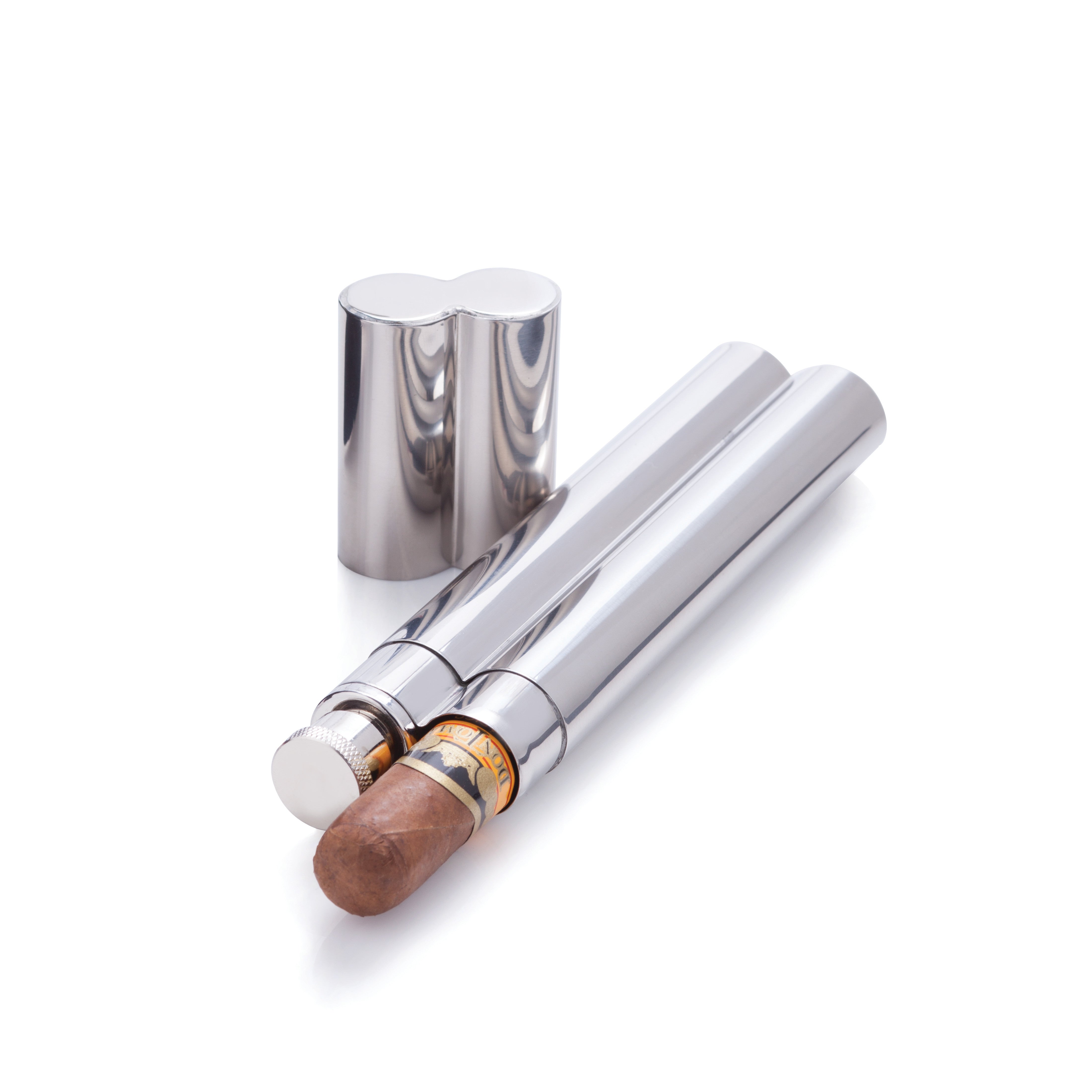 Premium Stainless Steel Cigar Holder & Flask Set - Airtight Travel Humidor & Liquor Container for Outdoor, Camping, Gifts & Special Occasions