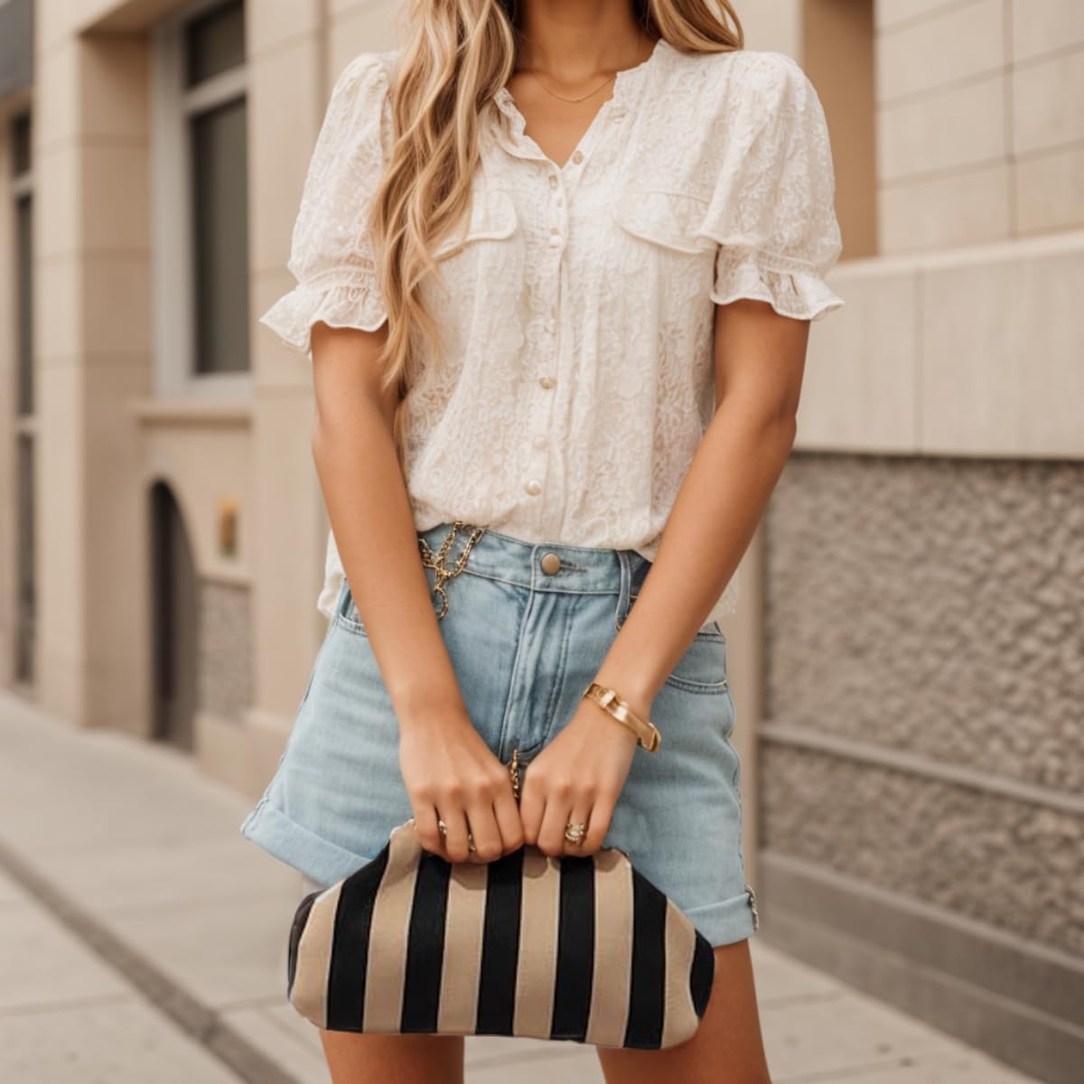 Stylish Woven Crochet Dumpling Clutch Bag for Women - Summer Beach Striped Handbag & Purse 2024 | Perfect for Vacation, Parties, and Casual Outings