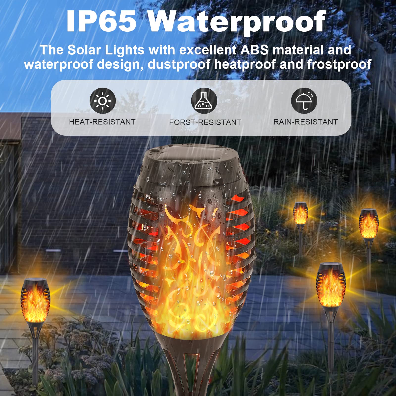 6 Pack Solar Torch Lights Outdoor - Waterproof LED Flame Lights with Flickering Effect for Garden, Patio, Pathway & Yard Decor - Solar Powered Landscape Lighting for Outdoor Ambiance & Safety