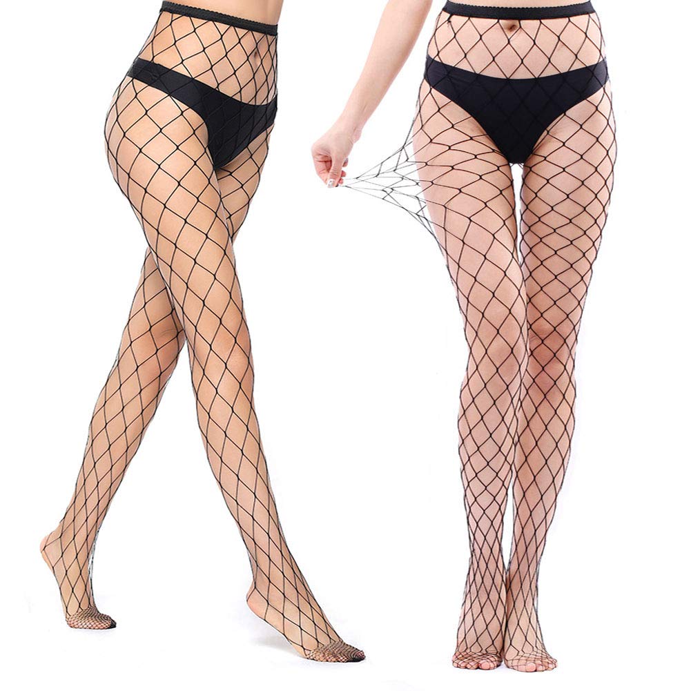 Sexy Black Fishnet Stockings - High Waist Sheer Pantyhose (2-Pack) for Women | Perfect Under Jeans, Night Out & Cosplay