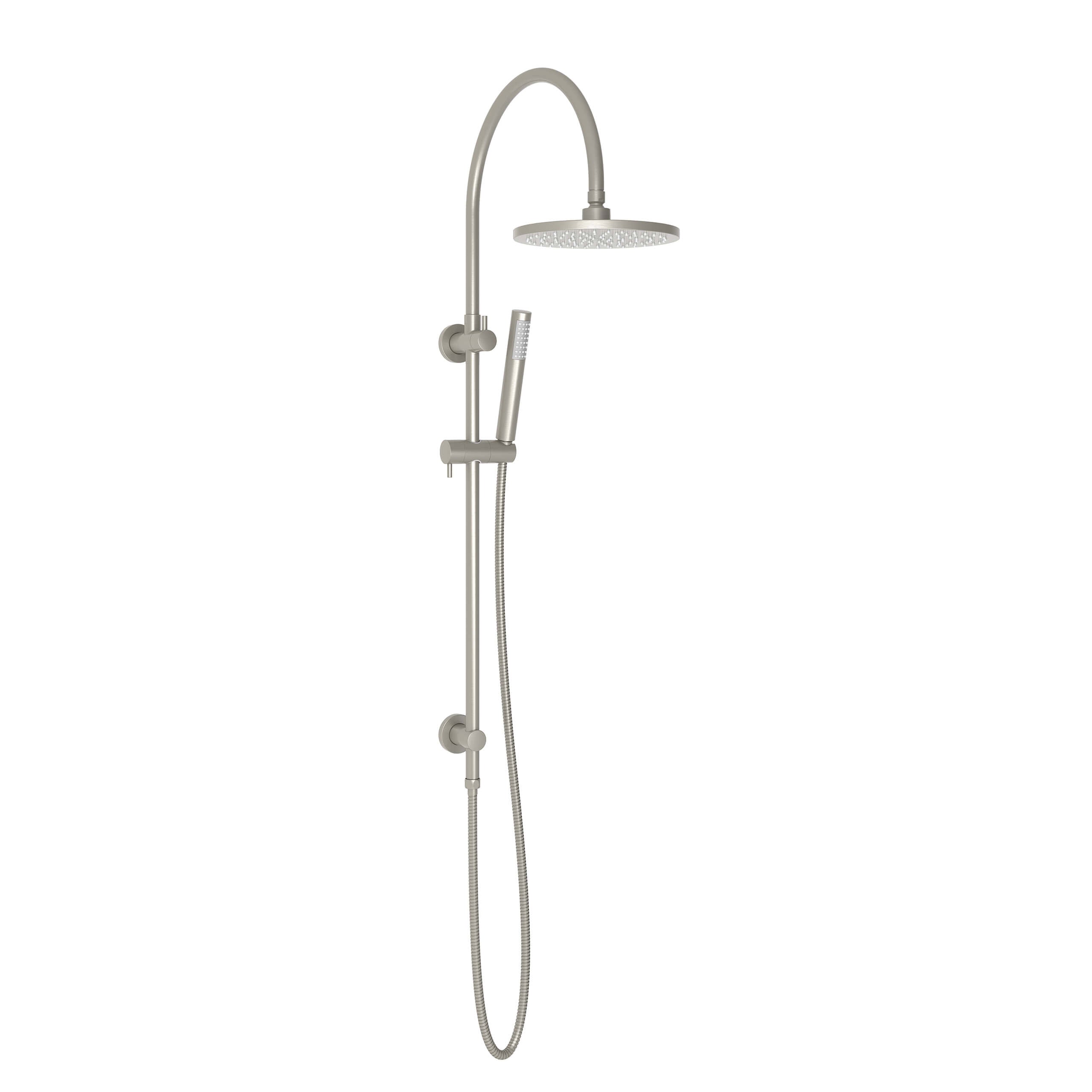 ADP Soul Gooseneck Twin Shower Set - Brushed Nickel Finish - Modern Bathroom Faucet for Luxurious Spa Experience at Home