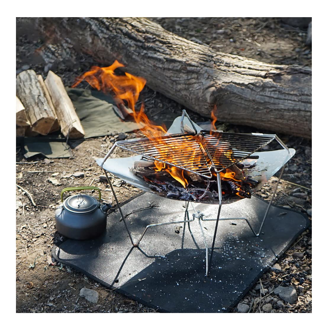 Portable 304 Stainless Steel Folding Campfire Grill - Outdoor Wood Stove Burner with Carrying Bag for Camping, Hiking, Picnic & BBQ | Perfect for Backpacking, Travel & Backyard Gatherings