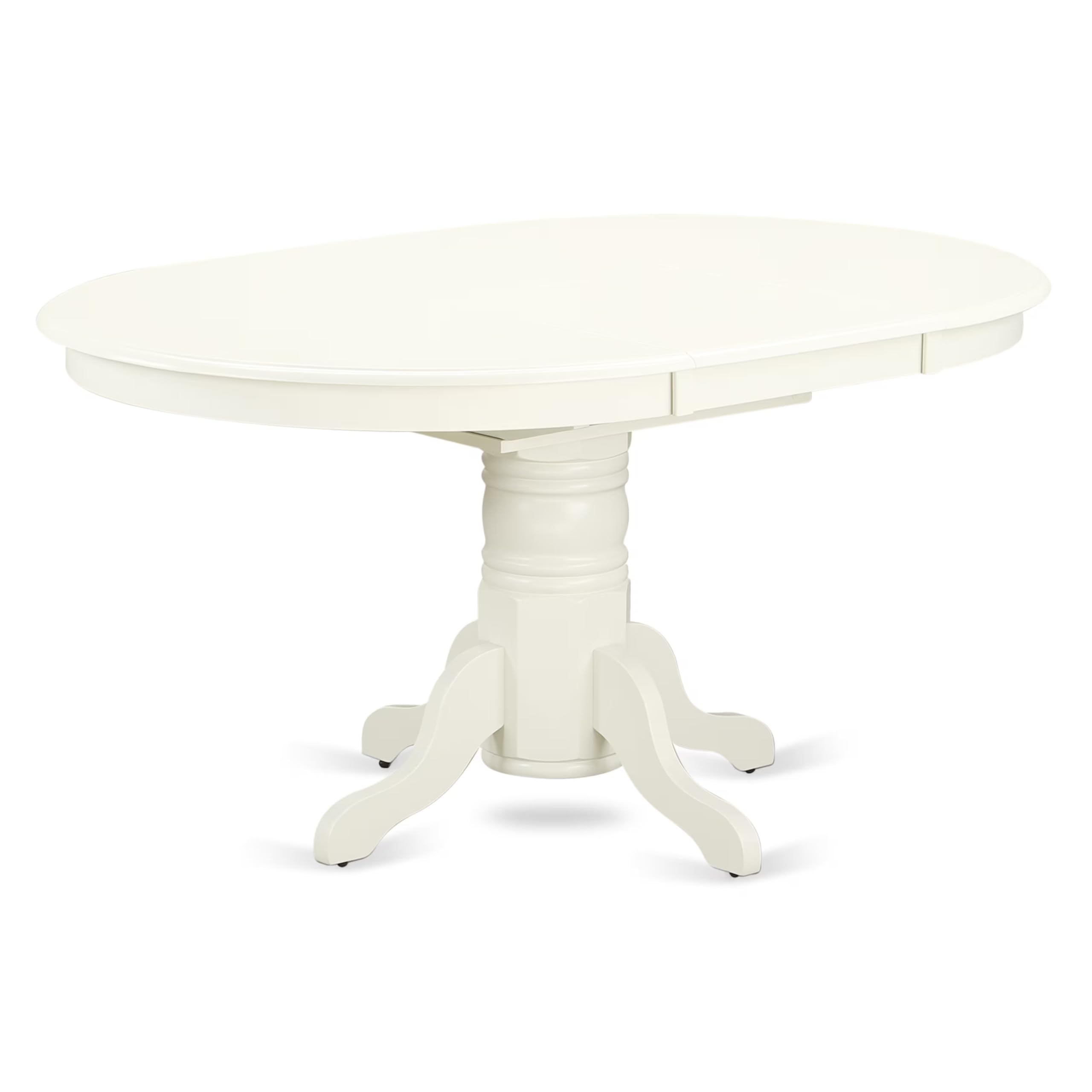 East West Furniture 5-Piece Dining Set with Oval Table & 4 White Faux Leather Chairs - 42x60 Inch Linen White Kitchen Table with Butterfly Leaf Extension - Perfect for Small Spaces, Breakfast Nooks & Compact Dining Rooms