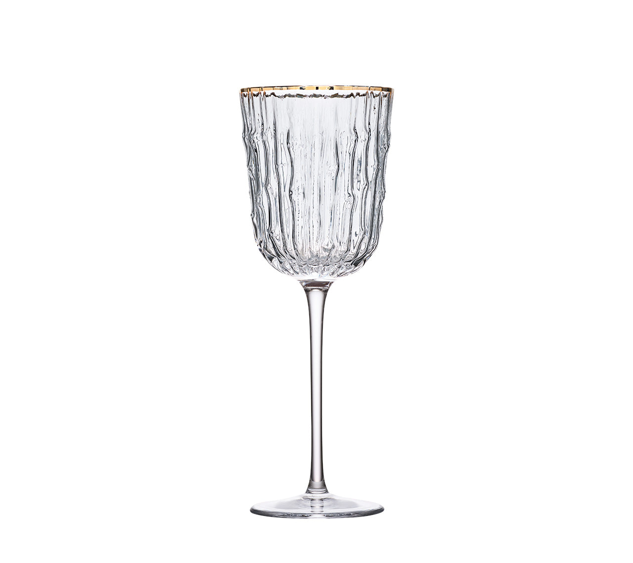 Elegant Clear & Gold Bamboo Wine Glass Set of 4 - Perfect for Dinner Parties, Wedding Gifts & Home Entertaining