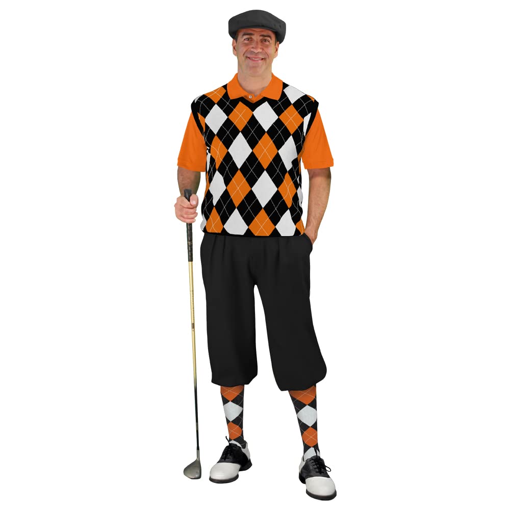 Men's Golf Sweater Outfits - Black, Orange & White Colors - Perfect for Golfing, Casual Wear & Outdoor Activities