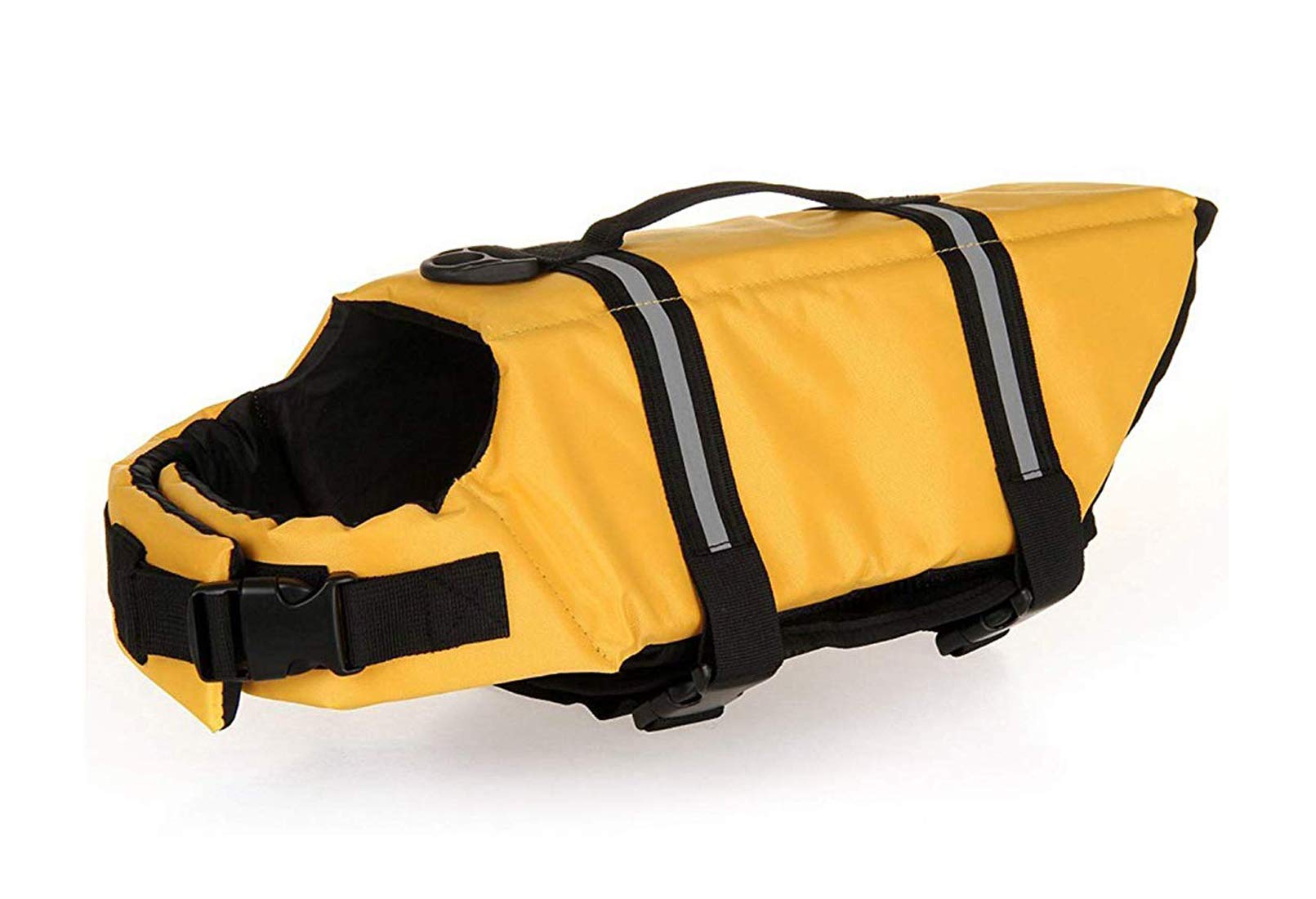GabeFish Dog Life Jacket - X-Small Yellow Pet Safety Vest with Reflective Strips & Harness for Swimming, Boating & Water Activities