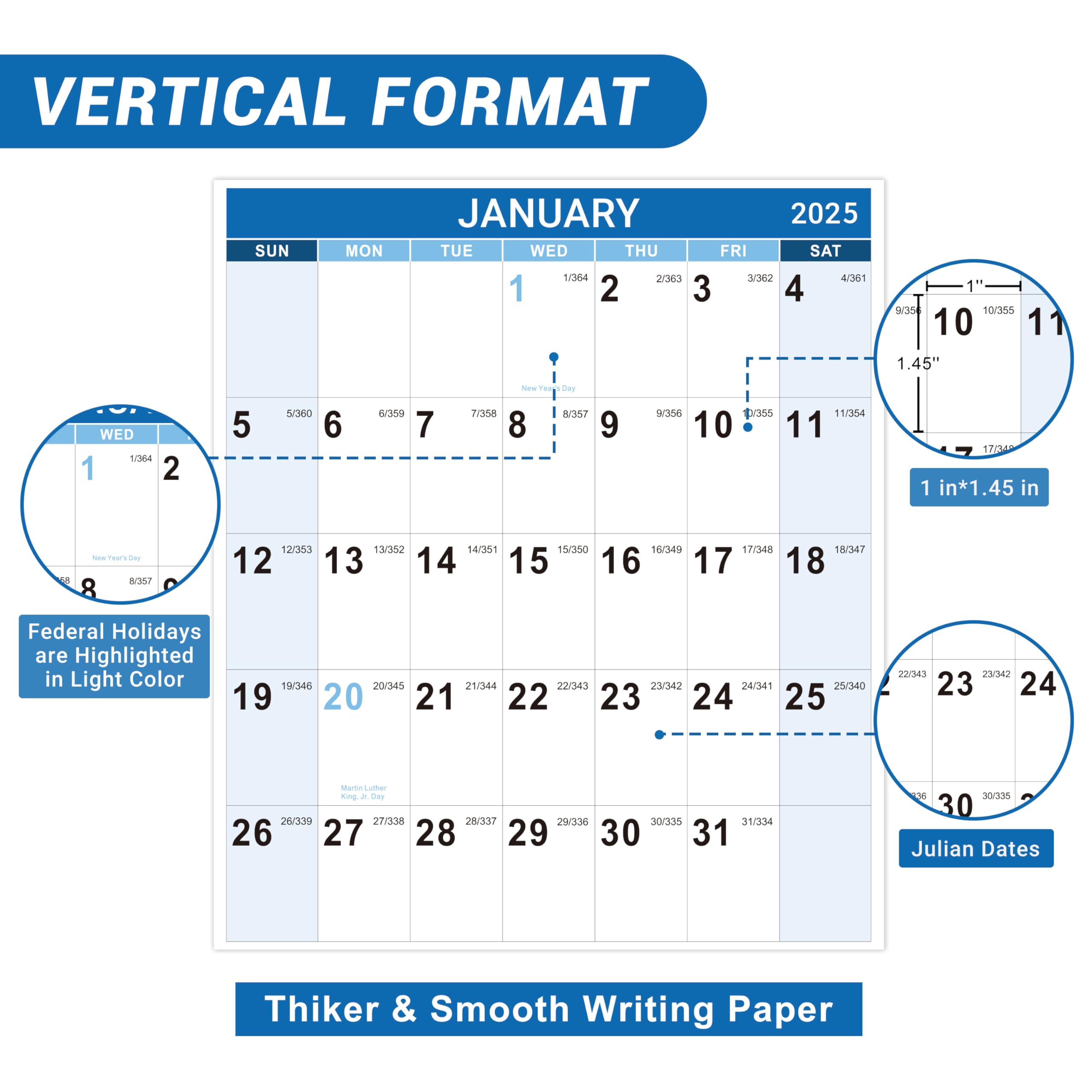 2025 Large Wall Calendar - January to December 2025 - 22.8