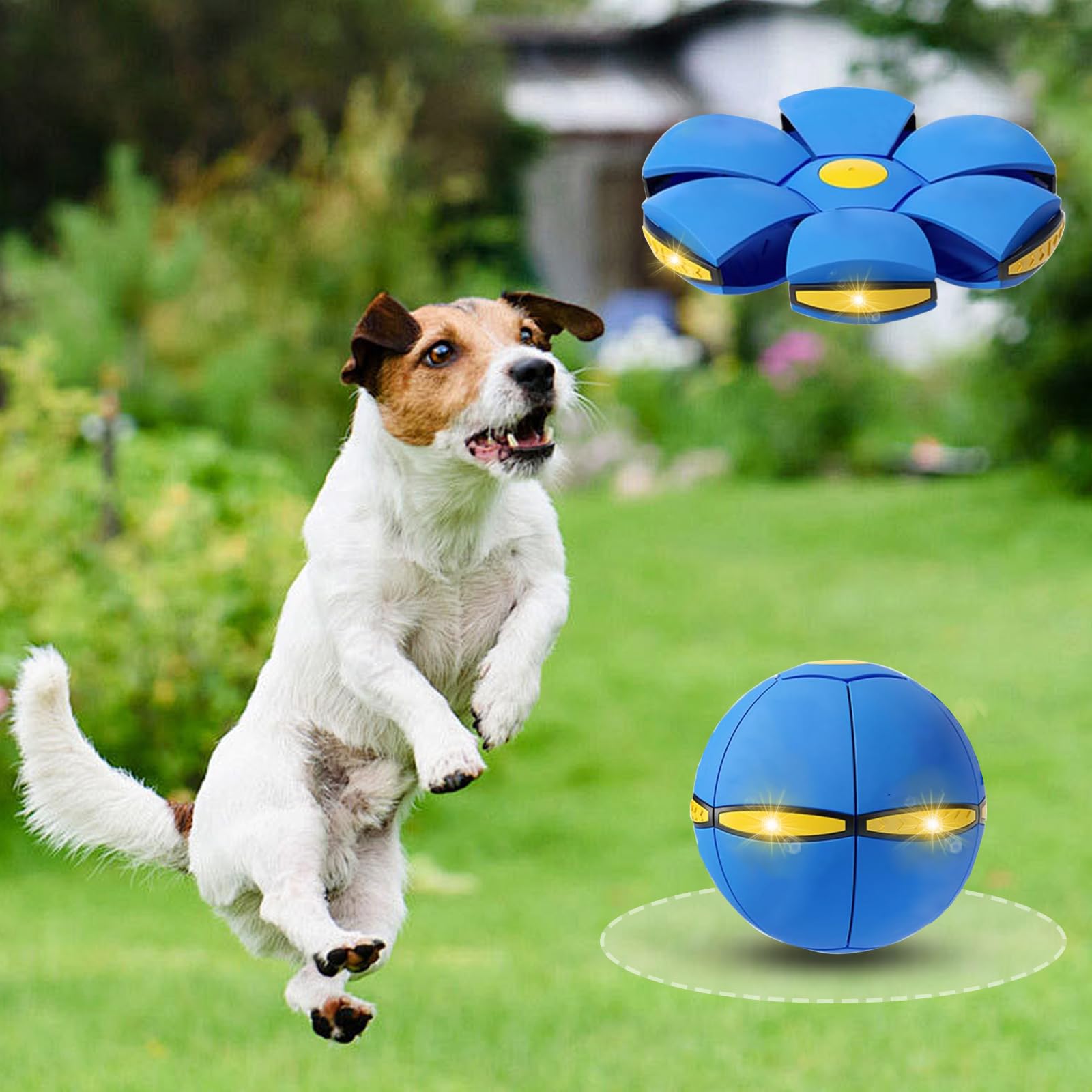 2PCS Dog Flying Disc Toy with LED Lights - Durable Outdoor Fetch Toy for Dogs, Interactive Pet Flying Saucer Ball for Backyard, Beach & Park Playtime