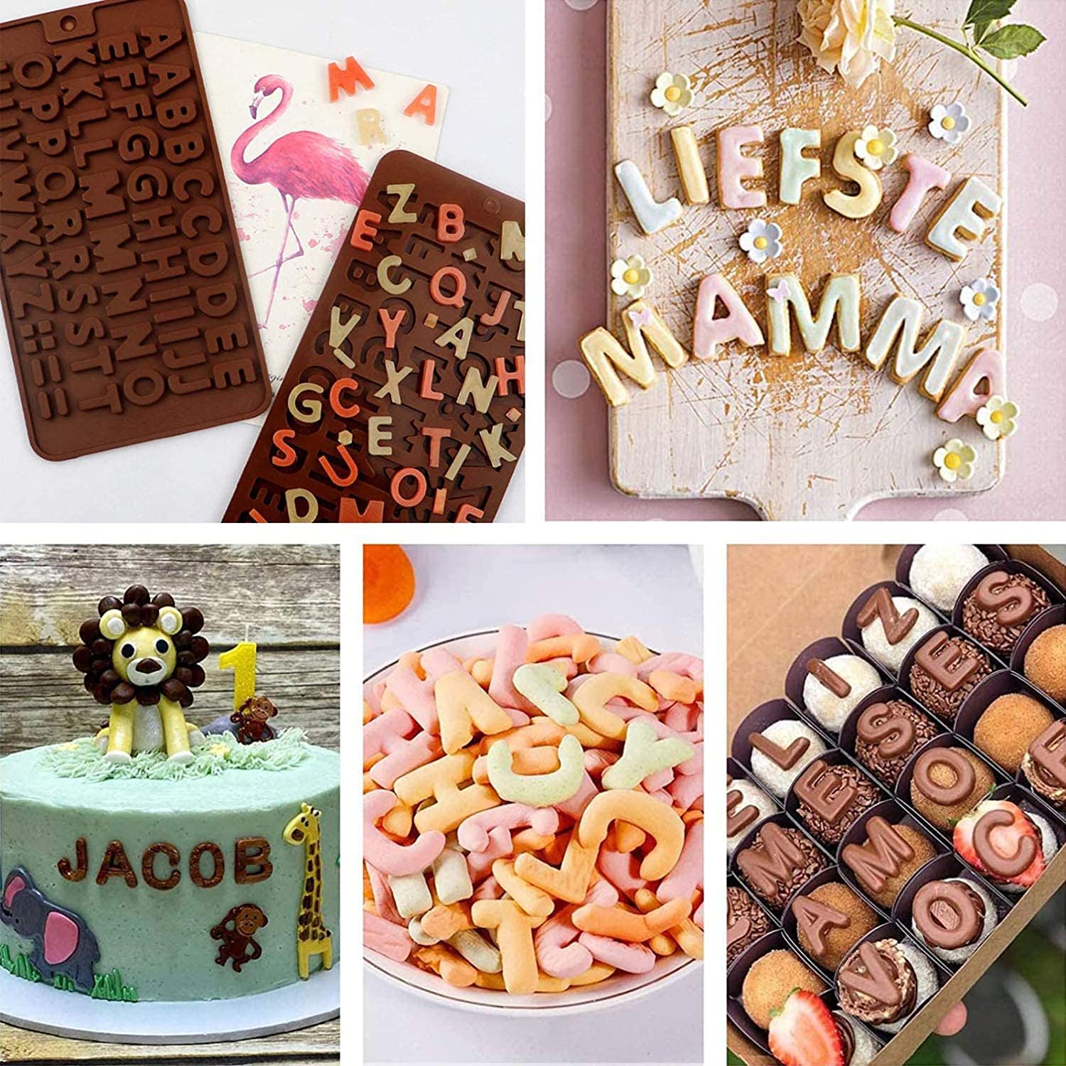 2 Pack Silicone Letter Molds for Chocolate, Resin & Candy Making - Alphabet Number Molds for DIY Cake Decorating, Birthday Party Favors & Unique Edible Crafts (Perfect for Baking, Soap Making & Candle Crafting)