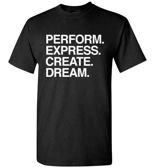JPAS Perform Express Create Dream Black Double Sided T-Shirt for Men & Women | Unisex Graphic Tee for Casual Wear, Gym, Street Fashion