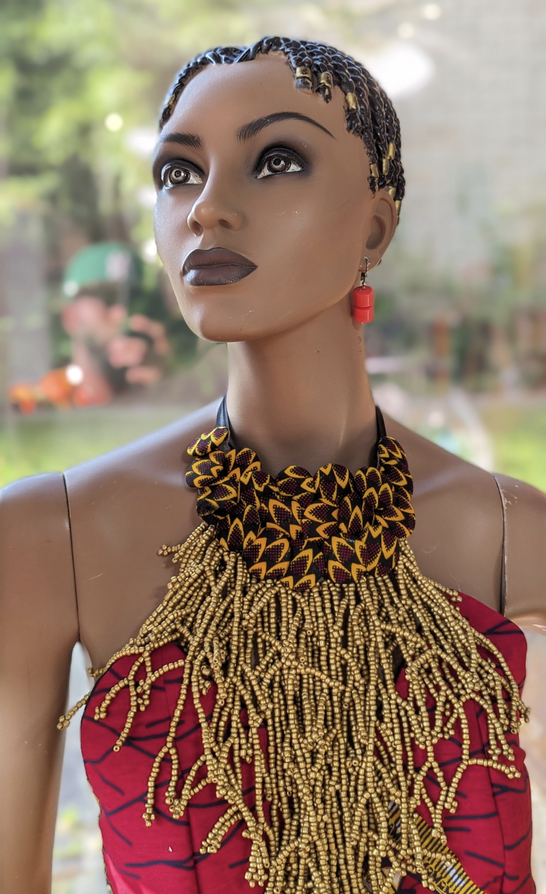 Handmade African Print Buttons - Brown & Gold Ghanaian Beaded Design for Clothing & Crafts | Dupise's Amayah Ghanaian Splendor
