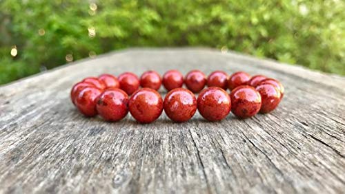 Chunky 12mm Red Coral Beaded Bracelet - Natural Gemstone Stackable Unisex Jewelry Gift for Women & Men | Perfect for Boho Style, Layering, and Everyday Wear