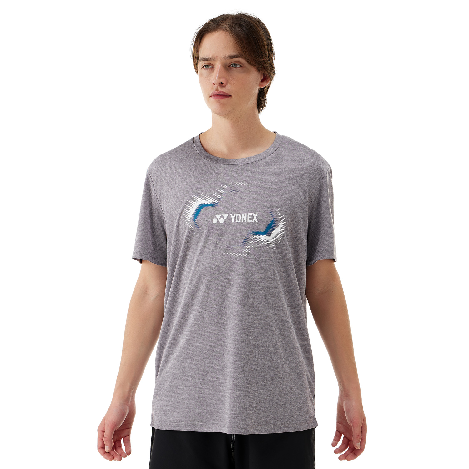 Yonex Men's Fitted Badminton & Tennis Sports Shirt - Breathable Performance Athletic Top for Court Play (16806, Gray) | Ideal for Competitive Matches & Training Sessions