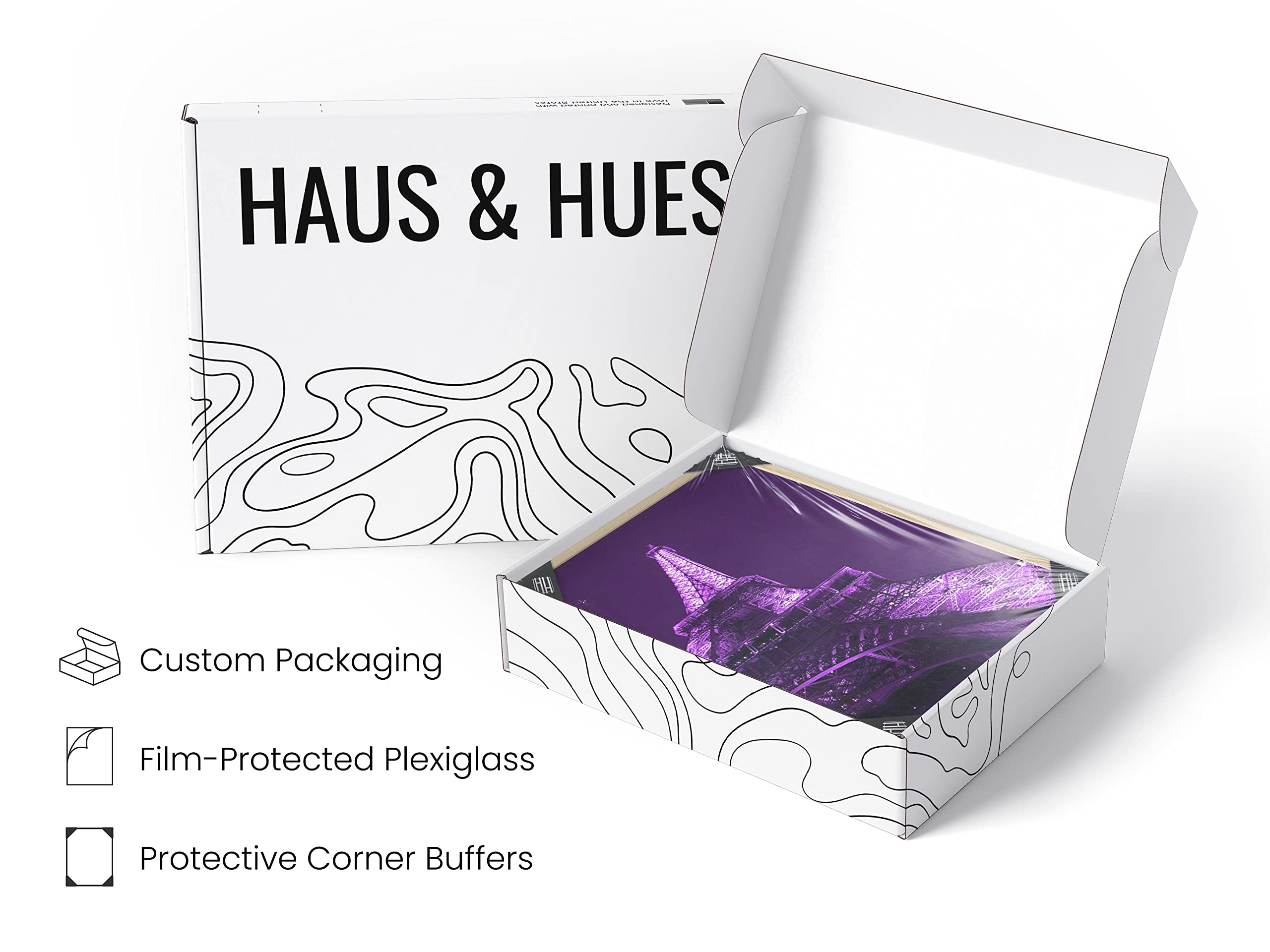 HAUS AND HUES Purple Paris Wall Art Decor - Aesthetic Bedroom Posters for Teens, Beige Framed 12