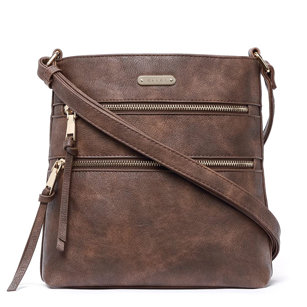 CLUCI Women's Crossbody Bag - Medium Size with Zipper Pocket & Adjustable Strap - Soft Leather Shoulder Purse - Perfect for Work, Travel & Everyday Use