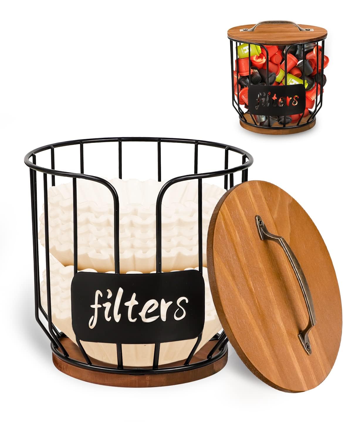 Large Capacity Coffee Filter Holder Storage Organizer with Lid - Perfect for Coffee Pods, Filters & Accessories - Ideal for Coffee Stations & Home Bars