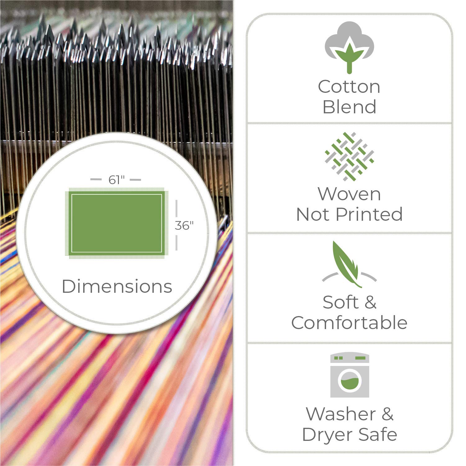 Faith Family Friends Cotton Woven Throw Blanket - Soft Tapestry Couch Cover for Sofa & Bed - Made in USA (61x36) - Perfect for Cozy Nights, Home Decor & Gift Giving