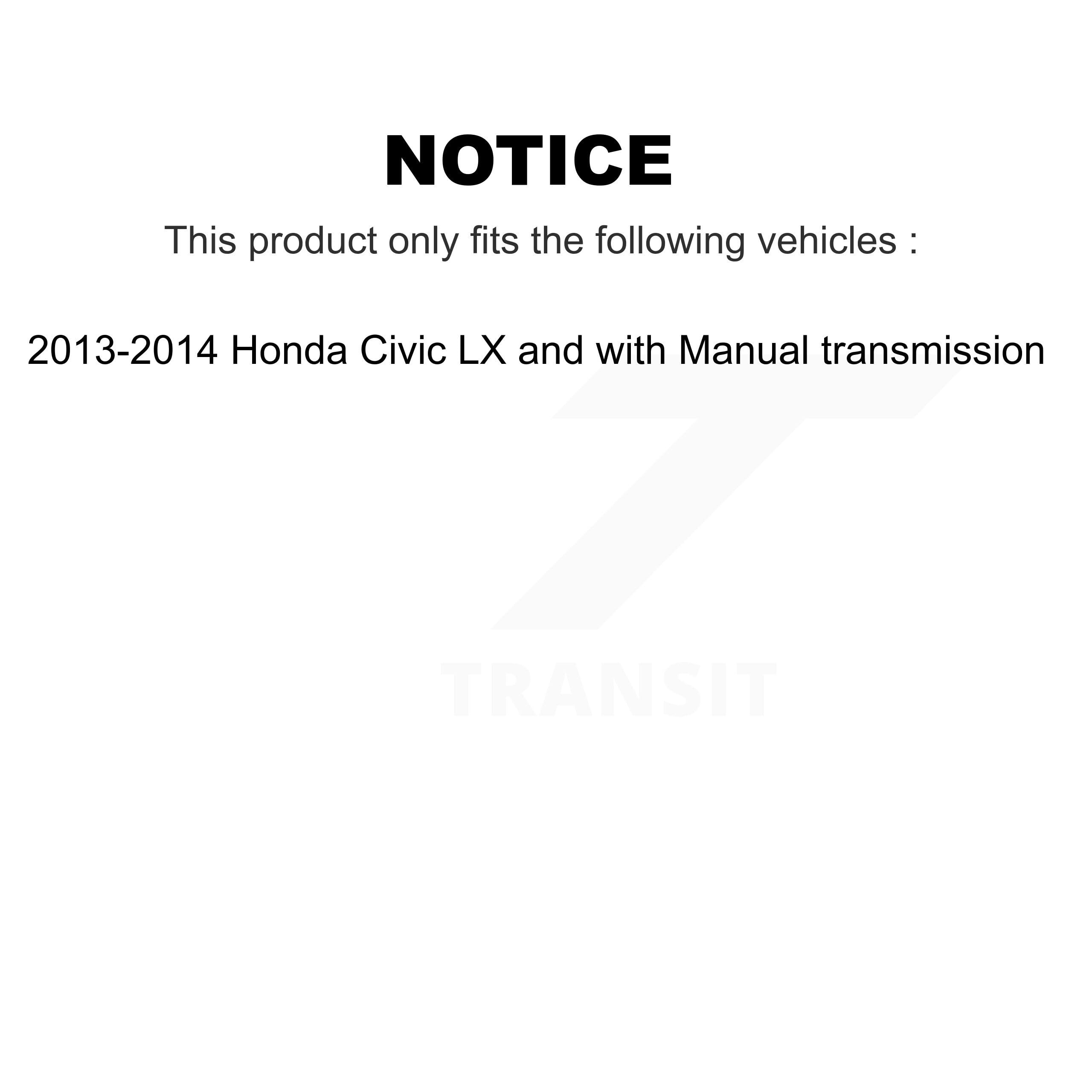 2013-2014 Honda Civic LX Manual Transmission Front & Rear Wheel Hub Bearing Assembly with Disc Brake Rotor & Semi-Metallic Pad Kit (10Pc) - Left & Right Side (Driver & Passenger) KBB-106811 - Perfect for Brake System Replacement & Maintenance