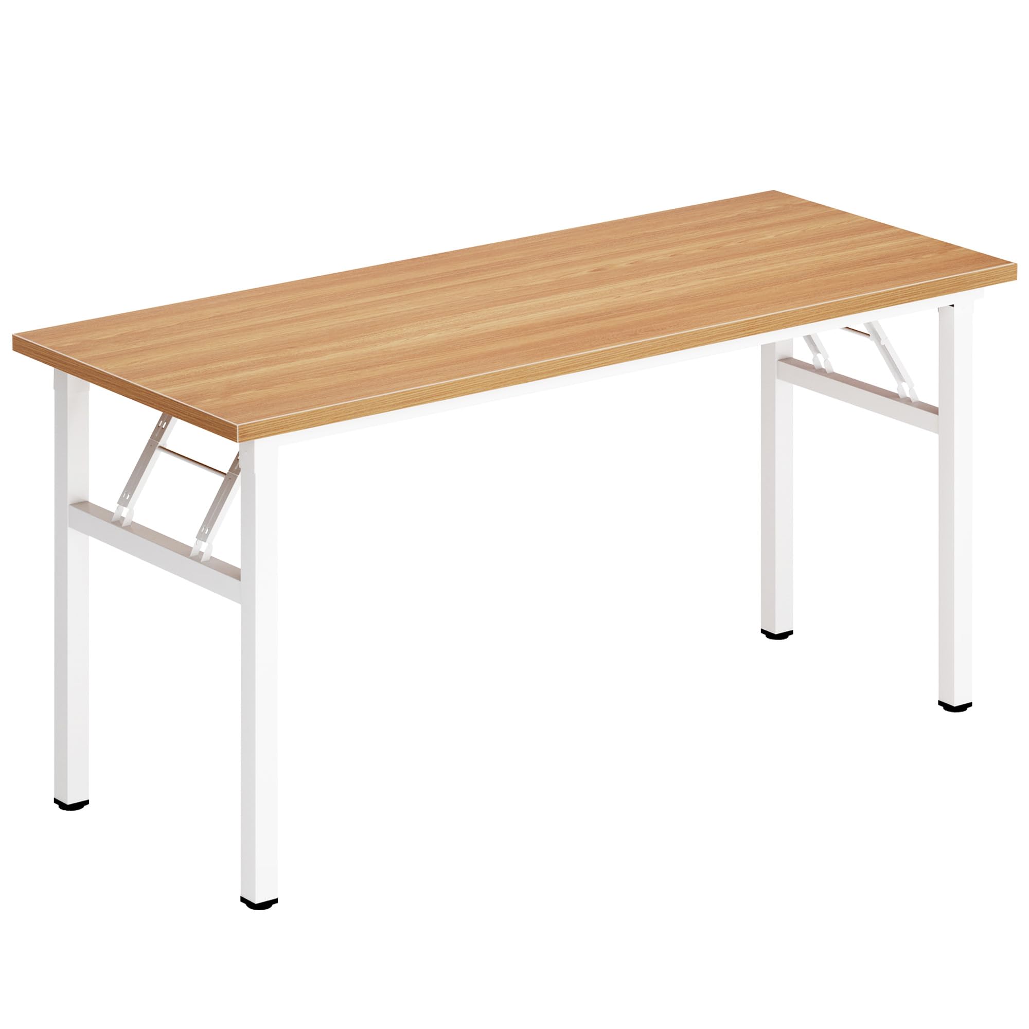 DlandHome 62-inch Computer Desk - Sturdy Metal Frame Office Desk with Teak & White Finish, Perfect for Home Office, Study, Writing & Workstation Use