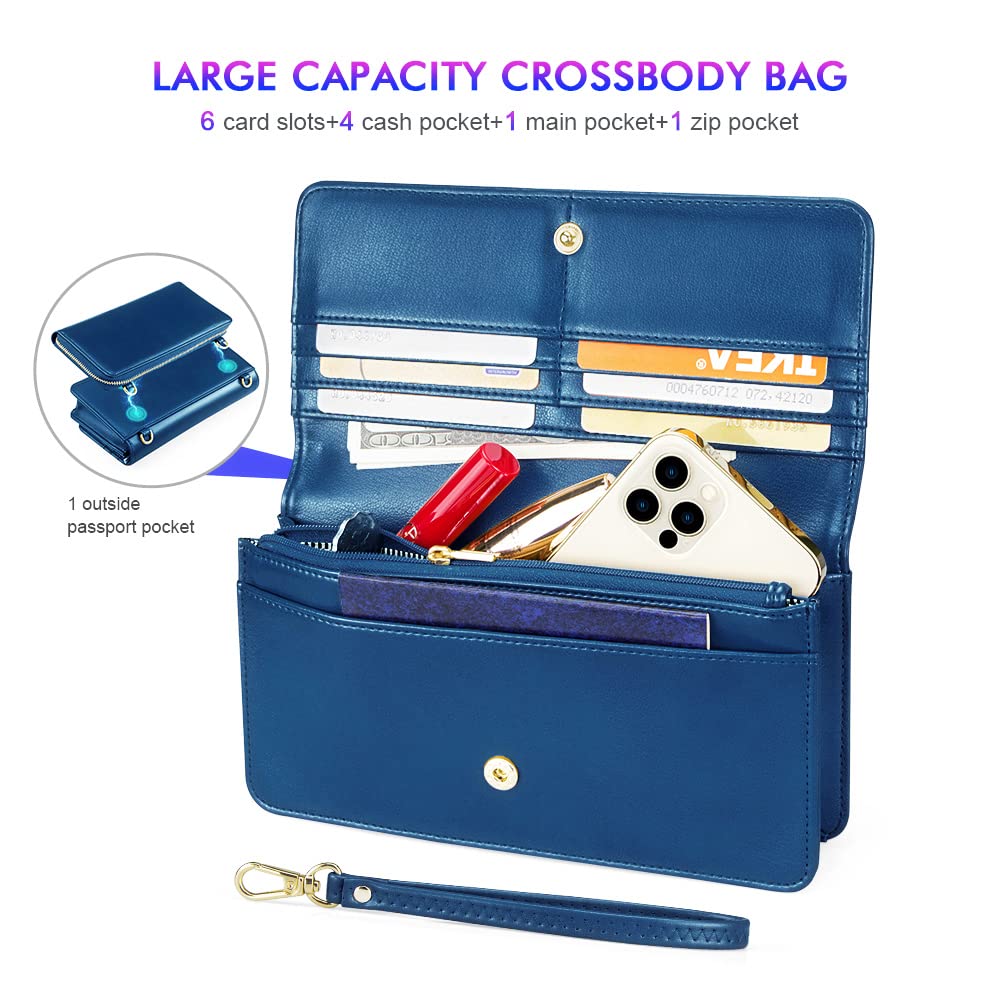 Nuoku Women's Crossbody Bag with Detachable RFID Blocking Wallet & Credit Card Holder - 2 Sizes Included | Perfect for Travel, Shopping & Everyday Use