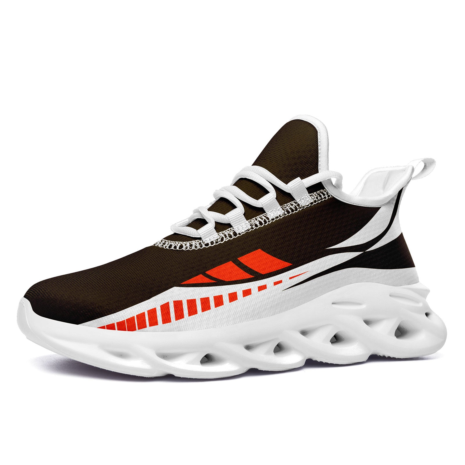 Custom Brown Orange White Cleveland Maxsoul Shoes - Personalized Sneakers for Men & Women | Comfortable Athletic Shoes for Running, Walking & Casual Wear | FN003 D020325 Size 8