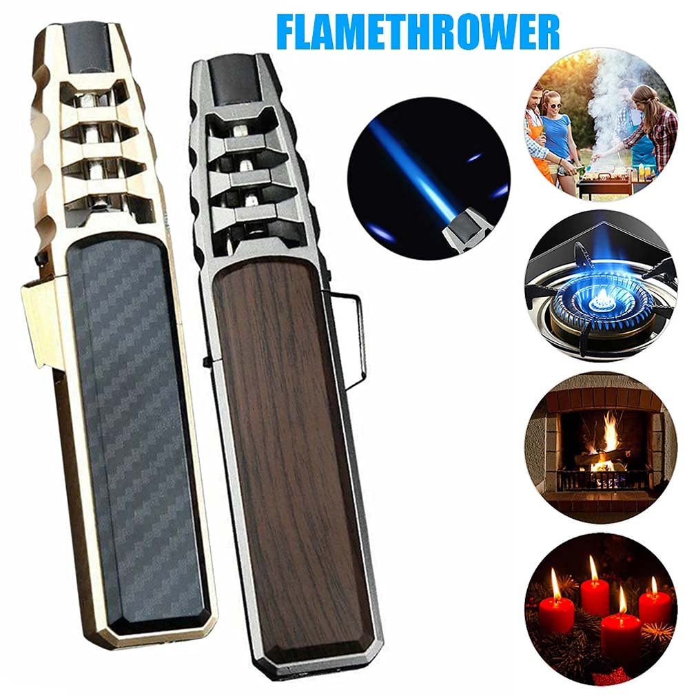 Brite Fire Torch Lighter - Windproof & Waterproof Butane Lighter for Kitchen, BBQ, Camping, Grilling, Candle Lighting - Perfect Outdoor Survival Tool & Men's Gift (Brown, Gas Not Included)