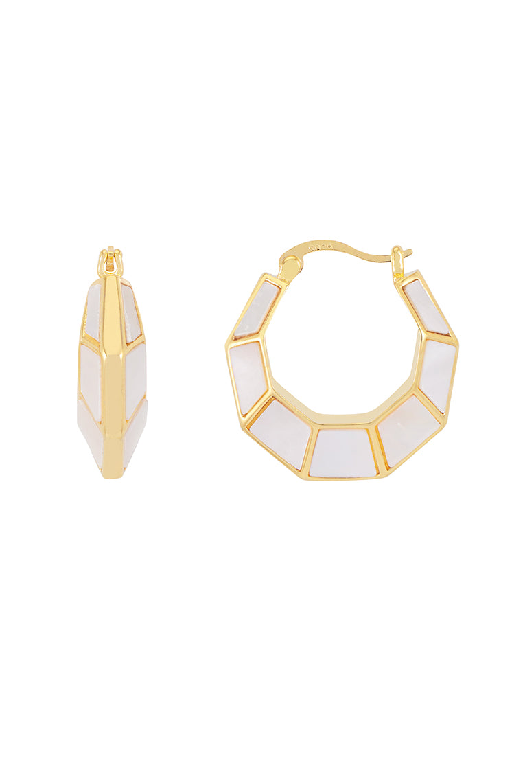 Stylish Pearl Octagon Hinge Hoop Earrings for Women - Trendy Geometric Jewelry Gift for Party, Wedding & Everyday Wear