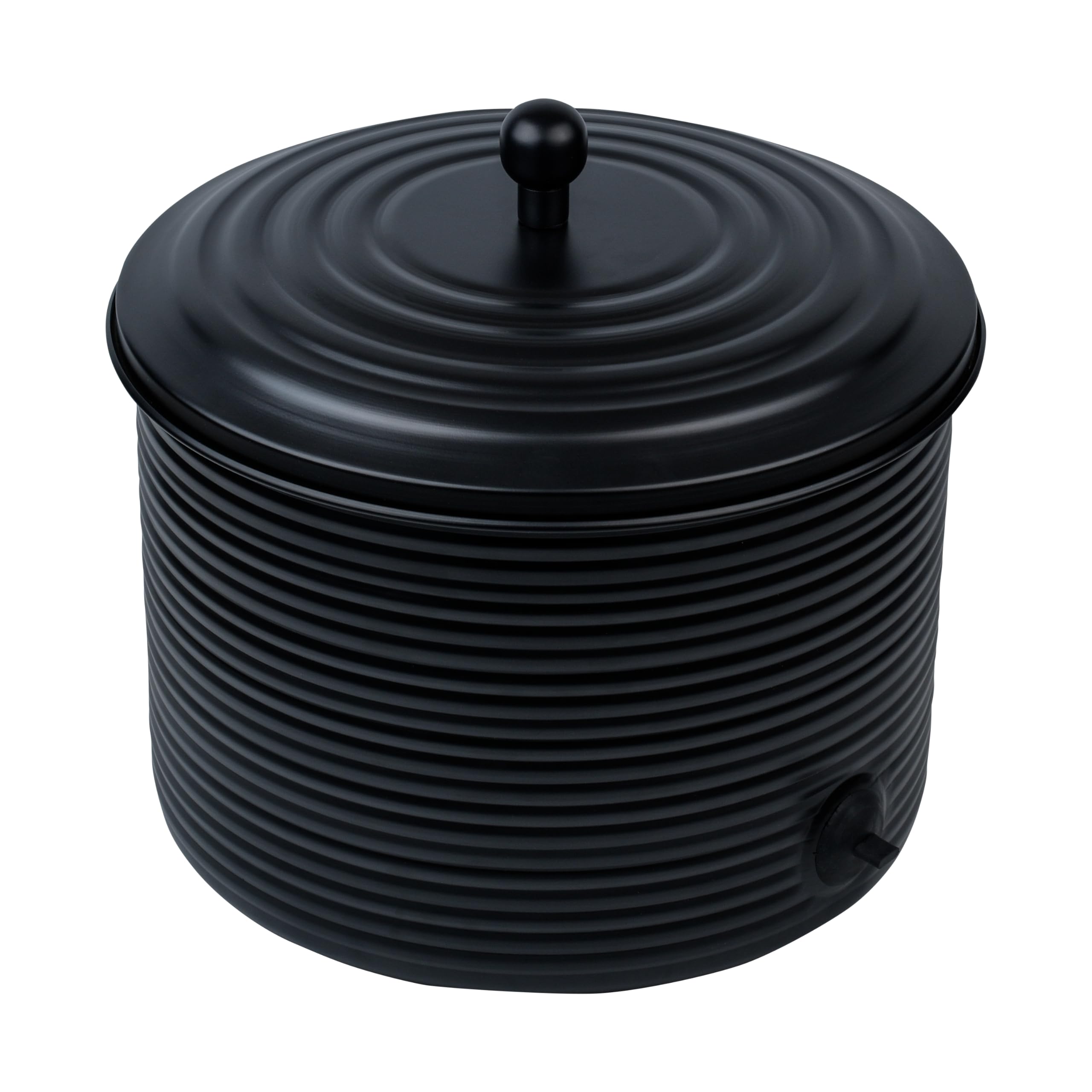 Antique Ribbed Metal Garden Hose Holder Storage Pot with Lid - Expandable Water Hose Container for Outdoor or Indoor Use - Holds Up to 125 ft Hose - Perfect for Yard, Patio, Garage & Garden Organization