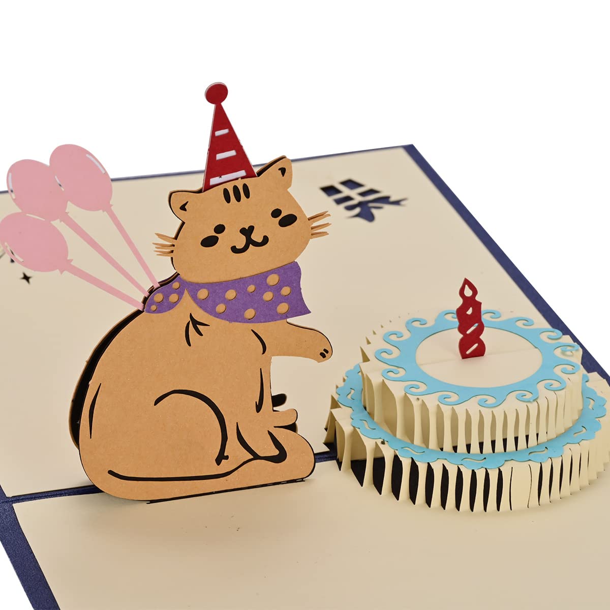 Createreedo 3D Pop Up Cat Birthday Card - Handmade Cute Cat Design Greeting Card with Birthday Cake | Funny Gift for Men, Women, Wife, Husband, Kids & Friends | Perfect for Birthday Parties, Surprise Gifts & Special Occasions