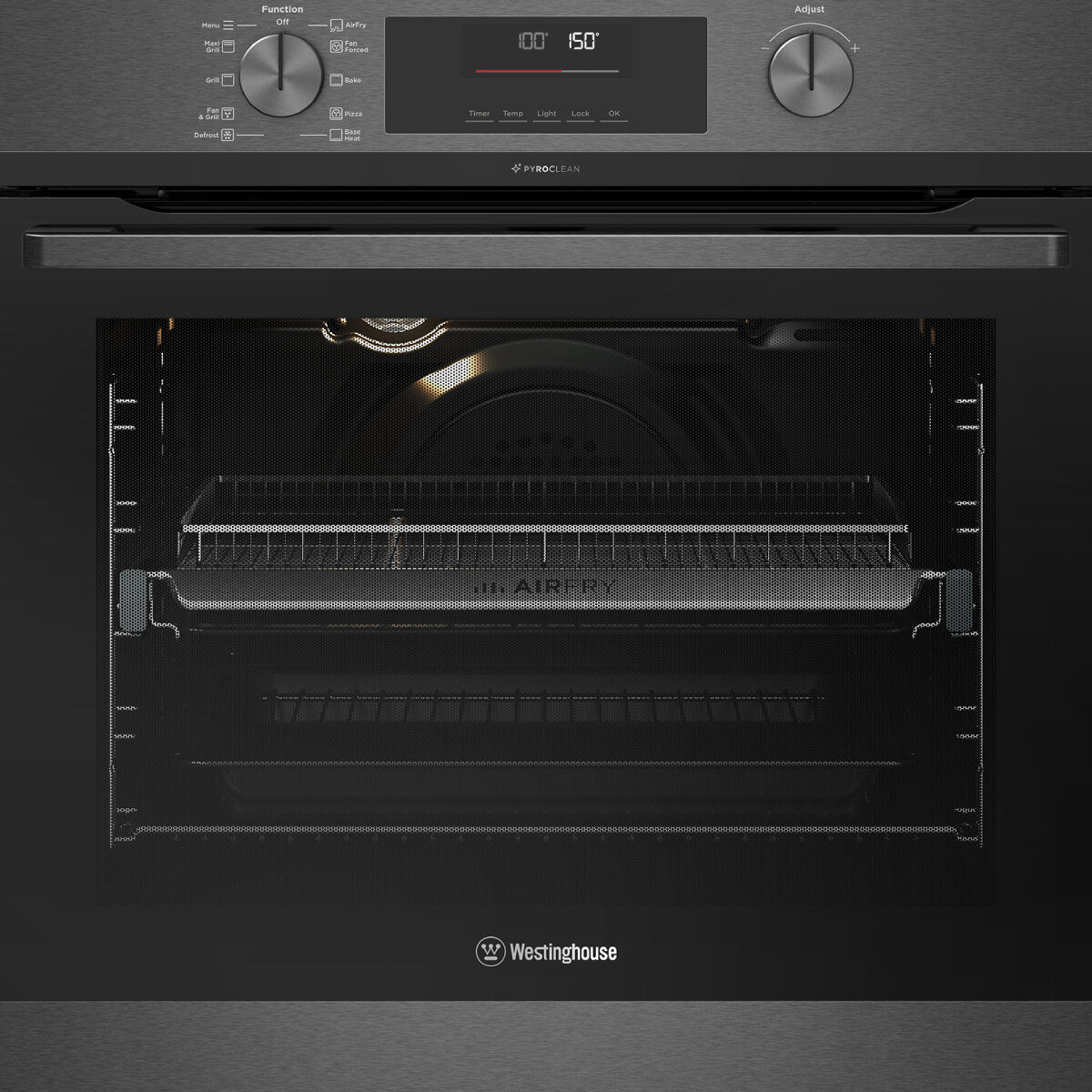 Westinghouse WVEP6716DD 60cm Multi Function Pyrolytic Oven with AirFry - Dark Stainless Steel Built-in Electric Oven for Baking, Roasting & Air Frying - Perfect for Home Kitchens & Small Restaurants