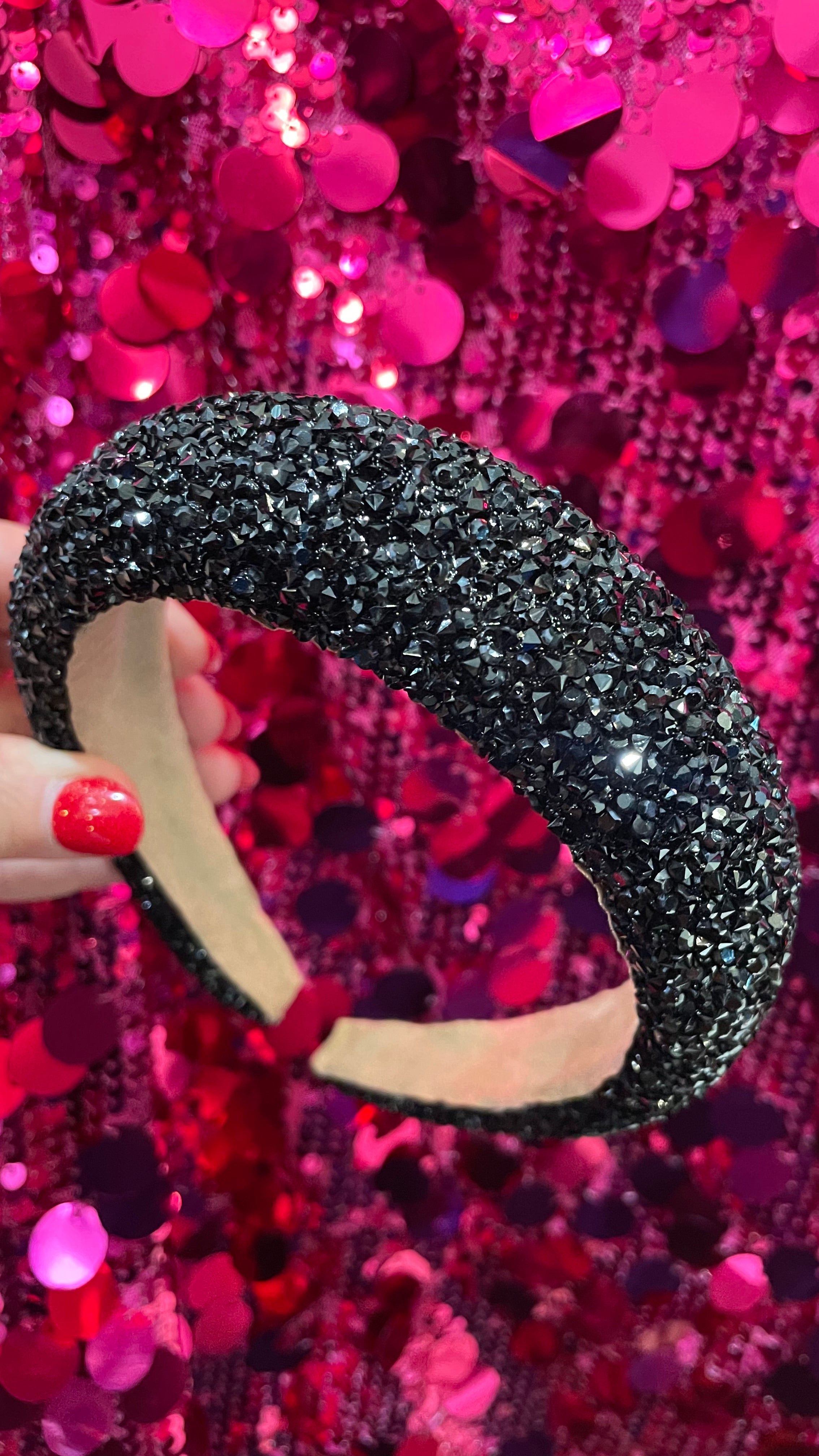 Sparkling Black Crystal Confetti Headband HA040 - Perfect for Weddings, Parties, and Special Events