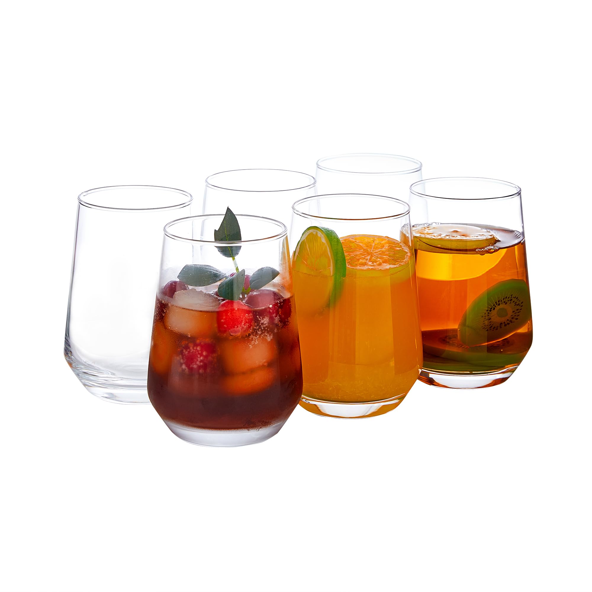 Premium 6-Piece Highball Glass Set - Tall Drink Glasses for Cocktails, Whiskey, Beer, Wine & Juice - Durable Base Glassware for Home Bars, Parties & Everyday Use