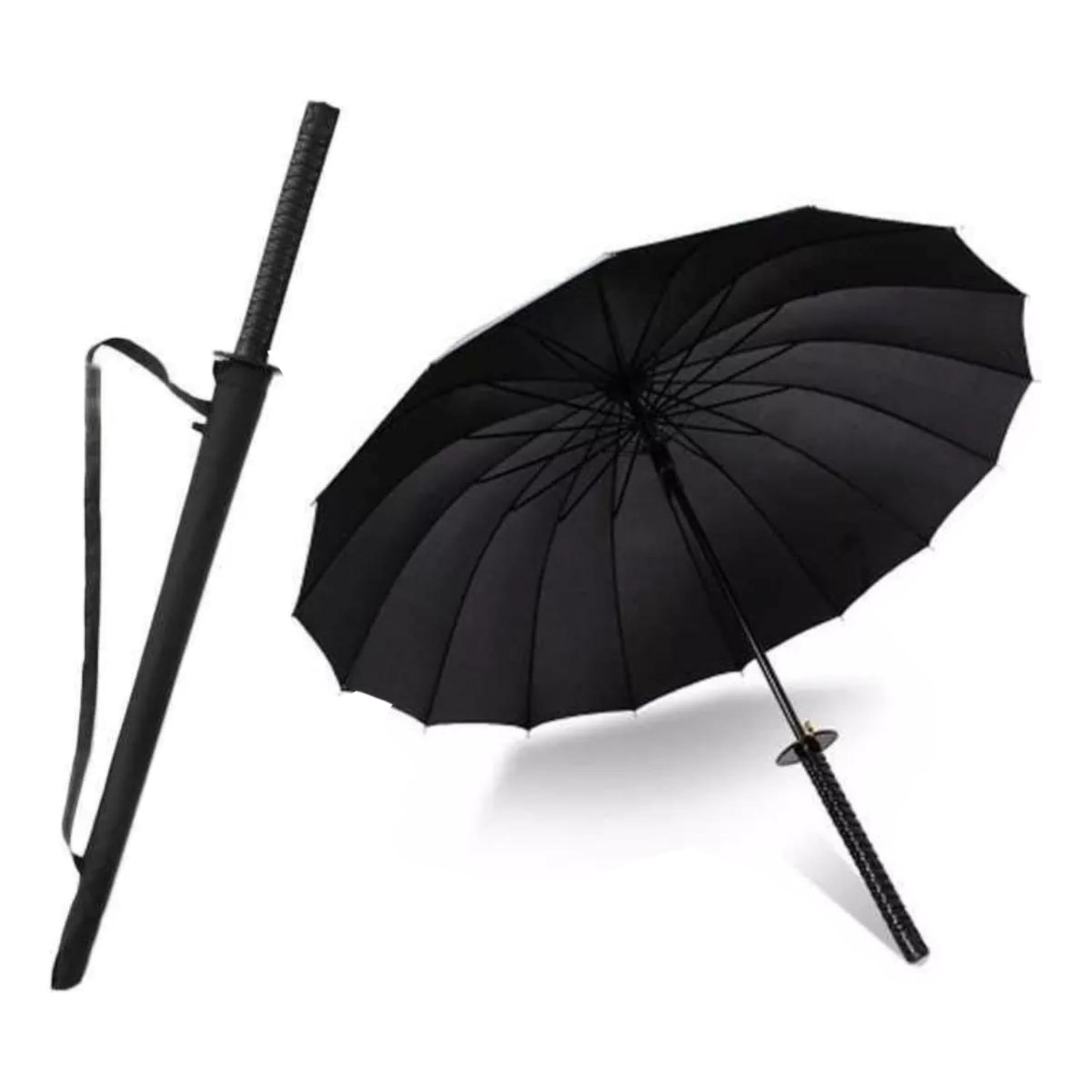 Katana Sword Umbrella - Japanese Samurai Style Windproof Semi-Automatic Umbrella with 24 Ribs - Perfect for Cosplay, Anime Conventions & Unique Birthday Gifts