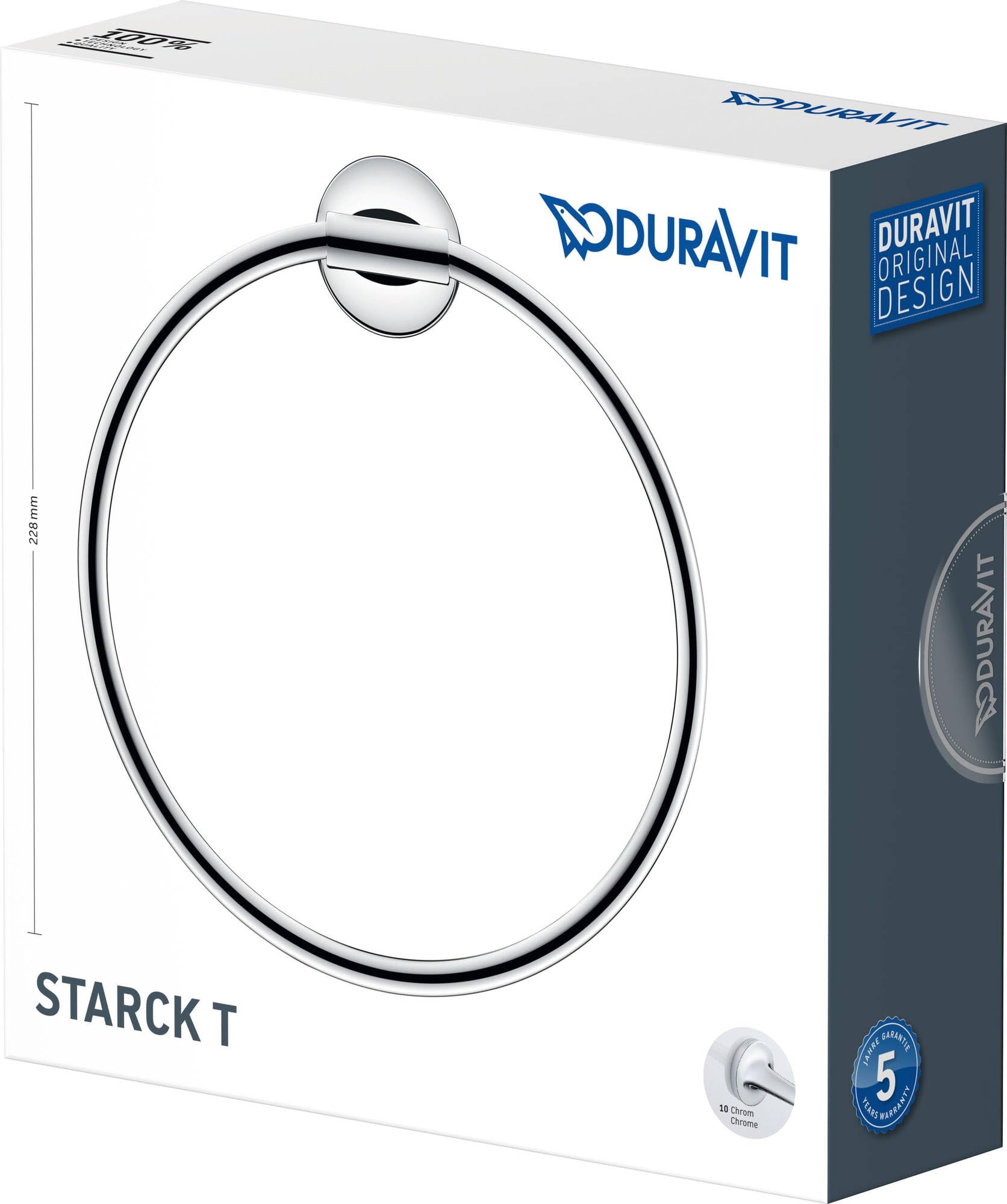 Duravit Starck T Chrome Towel Ring - Modern Bathroom Accessory for Home & Hotel Use