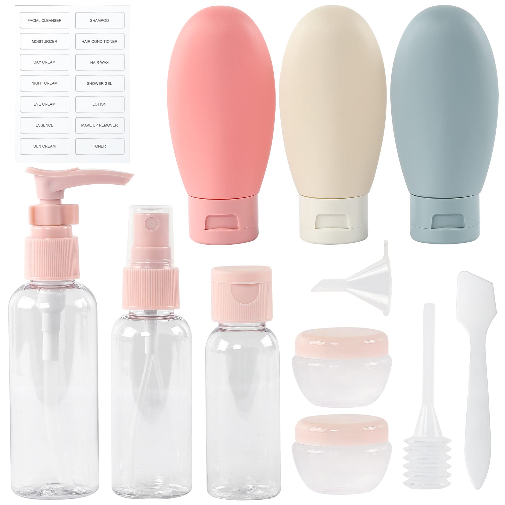 TSA Approved Leakproof Travel Bottles Kit - Refillable Travel Size Containers for Shampoo, Conditioner & Skincare | Airplane Carry-On Essentials | Perfect for Flights, Vacations & Gym Use