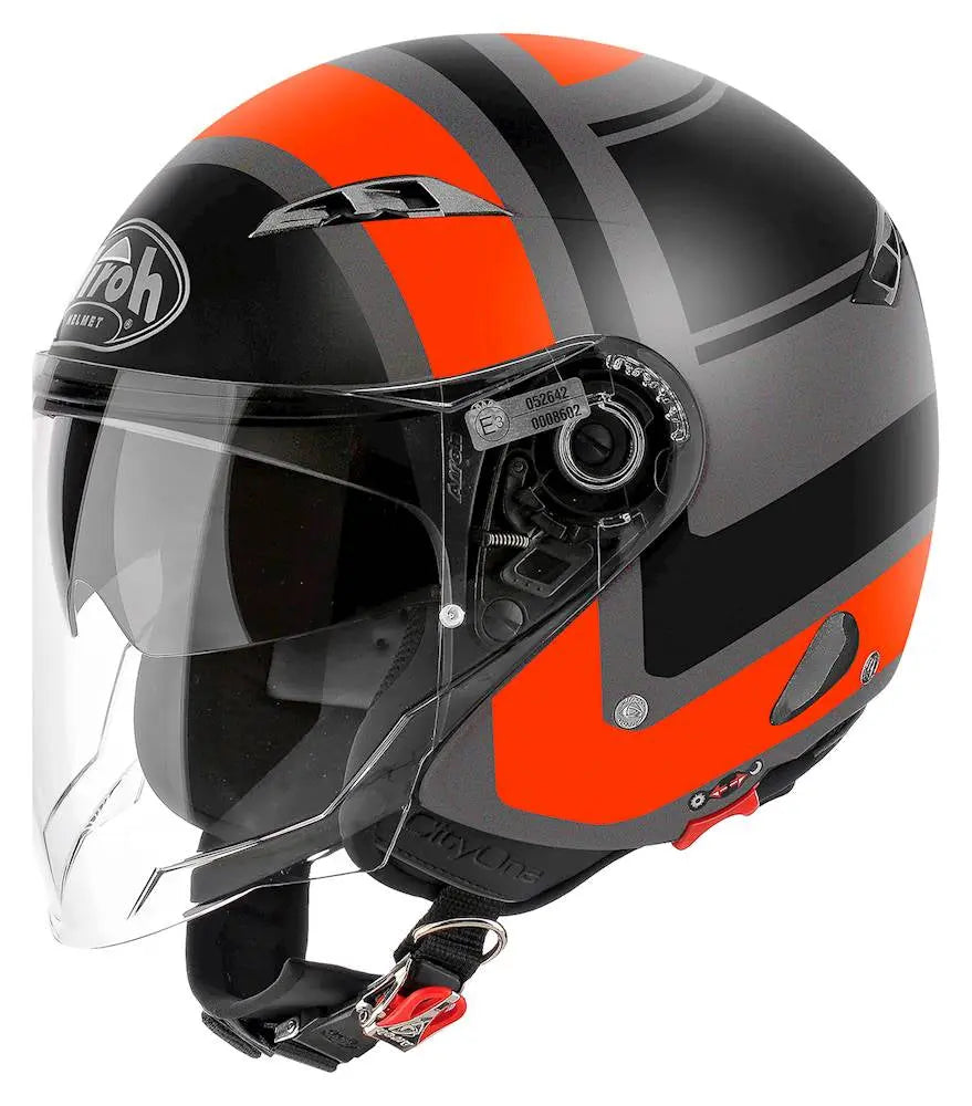 Airoh City One Jet Helmet - Matte Wrap Orange - Lightweight Motorcycle Helmet for Urban Commuting & Scooter Riding - DOT & ECE Certified Safety Gear