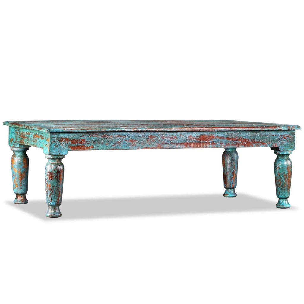 ZAMAX Solid Reclaimed Wood Coffee Table - Handmade Antique-Style Rectangle Wooden Living Room Table, 43.3