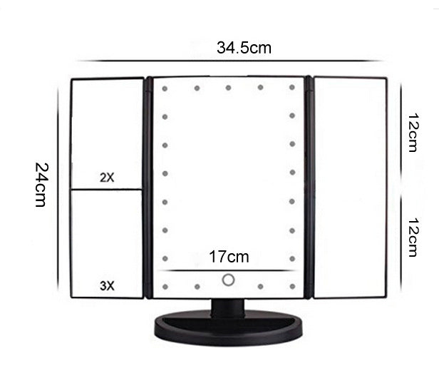 LED Touch Screen Makeup Mirror with Adjustable Brightness - Vanity Mirror for Home & Travel - Perfect for Makeup Application, Skincare, and Hair Styling