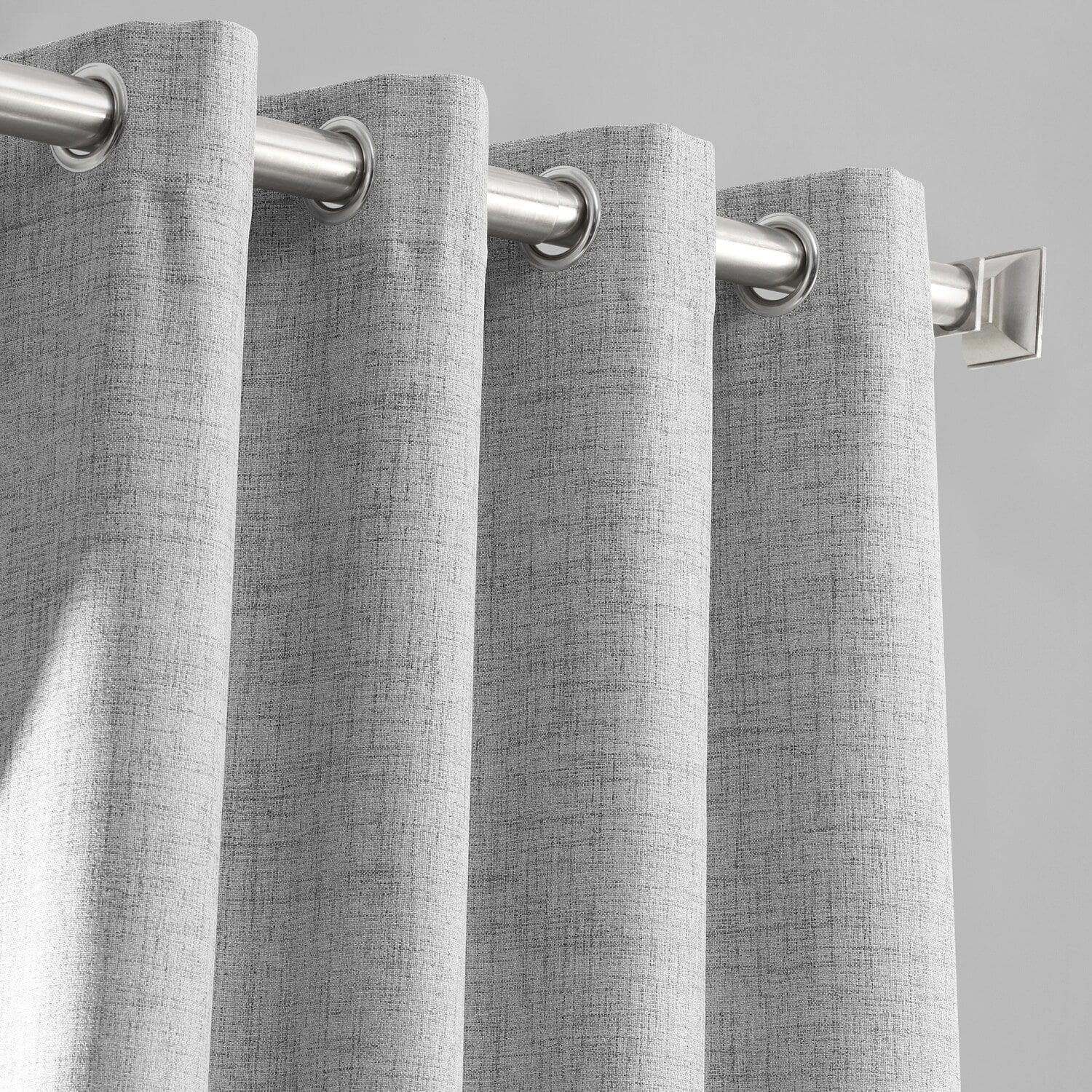 Millennial Grey Blackout Curtains with Grommet Top - Thermal Insulated Linen Weave Window Drapes for Bedroom & Living Room