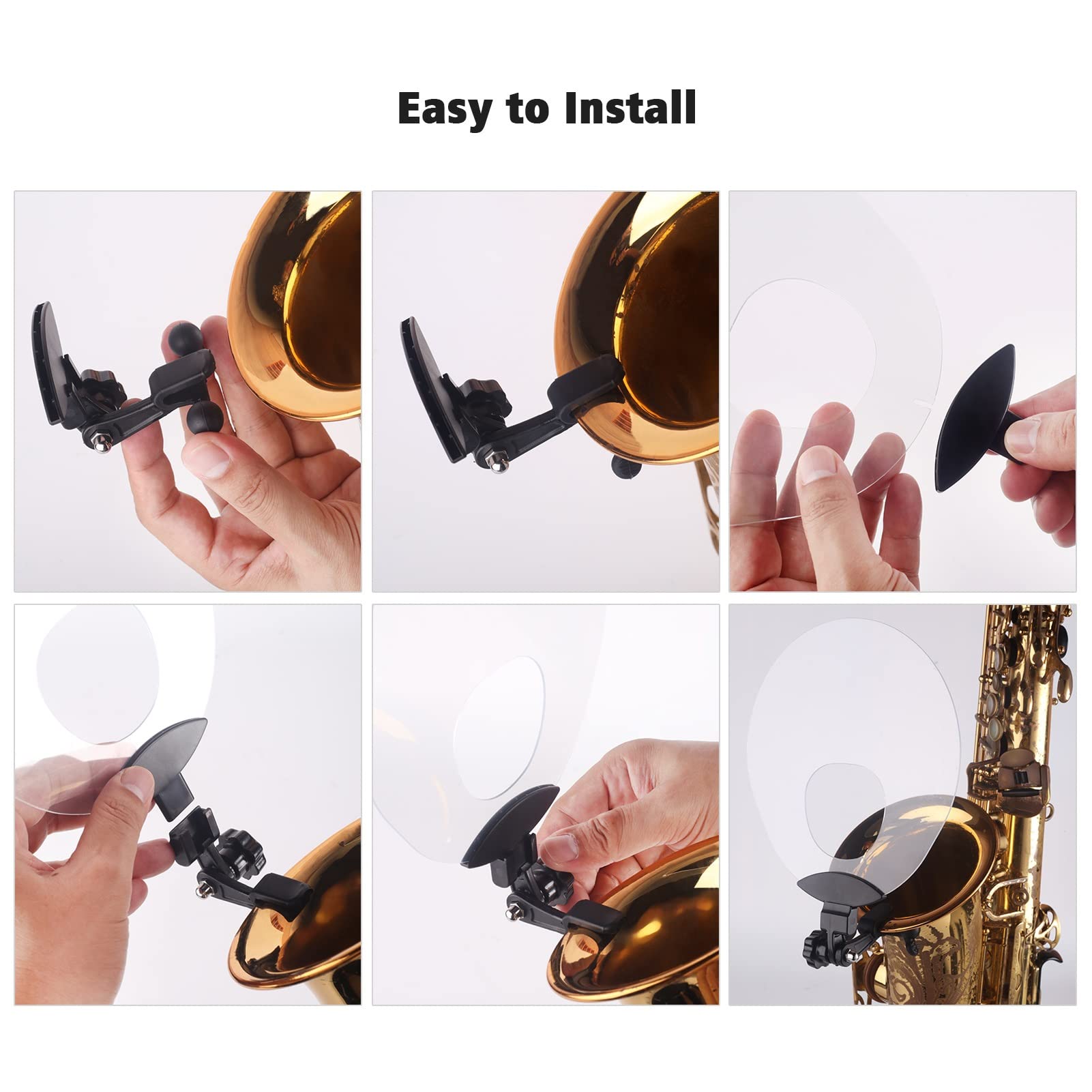 Professional Plastic Saxophone Sound Deflector Shield with Mute - Noise Reduction & Sound Reflection for Sax Players - Perfect for Practice Rooms, Studios & Live Performances