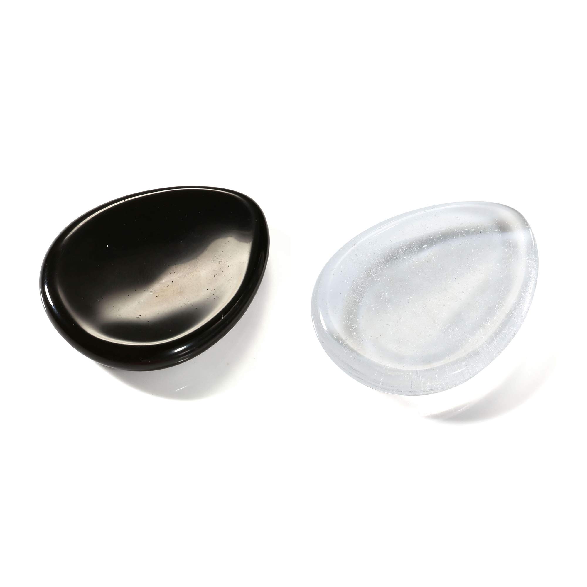Obsidian Thumb Worry Stone & Clear Quartz Pendulum Set - Natural Healing Stones for Anxiety Relief, Meditation, and Energy Cleansing | Perfect for Stress Relief, Chakra Balancing, and Spiritual Practices