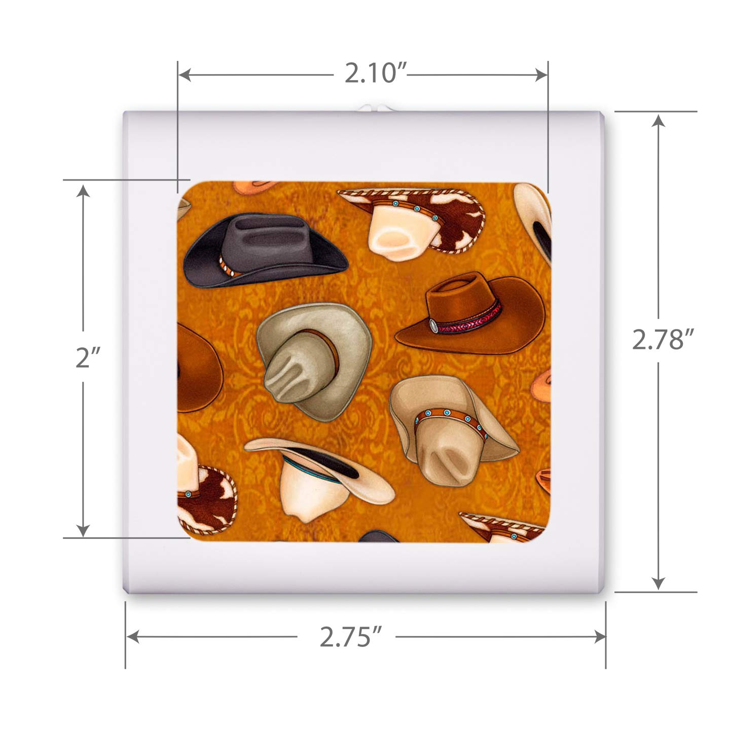 Dimmable LED Night Light with Auto On/Off Sensor - Adjustable Brightness Warm White for Bathroom, Hallway, Nursery & Bedroom - Cowboy Hat Design (Image by Dan Morris) - Perfect for Nighttime Safety & Comfort
