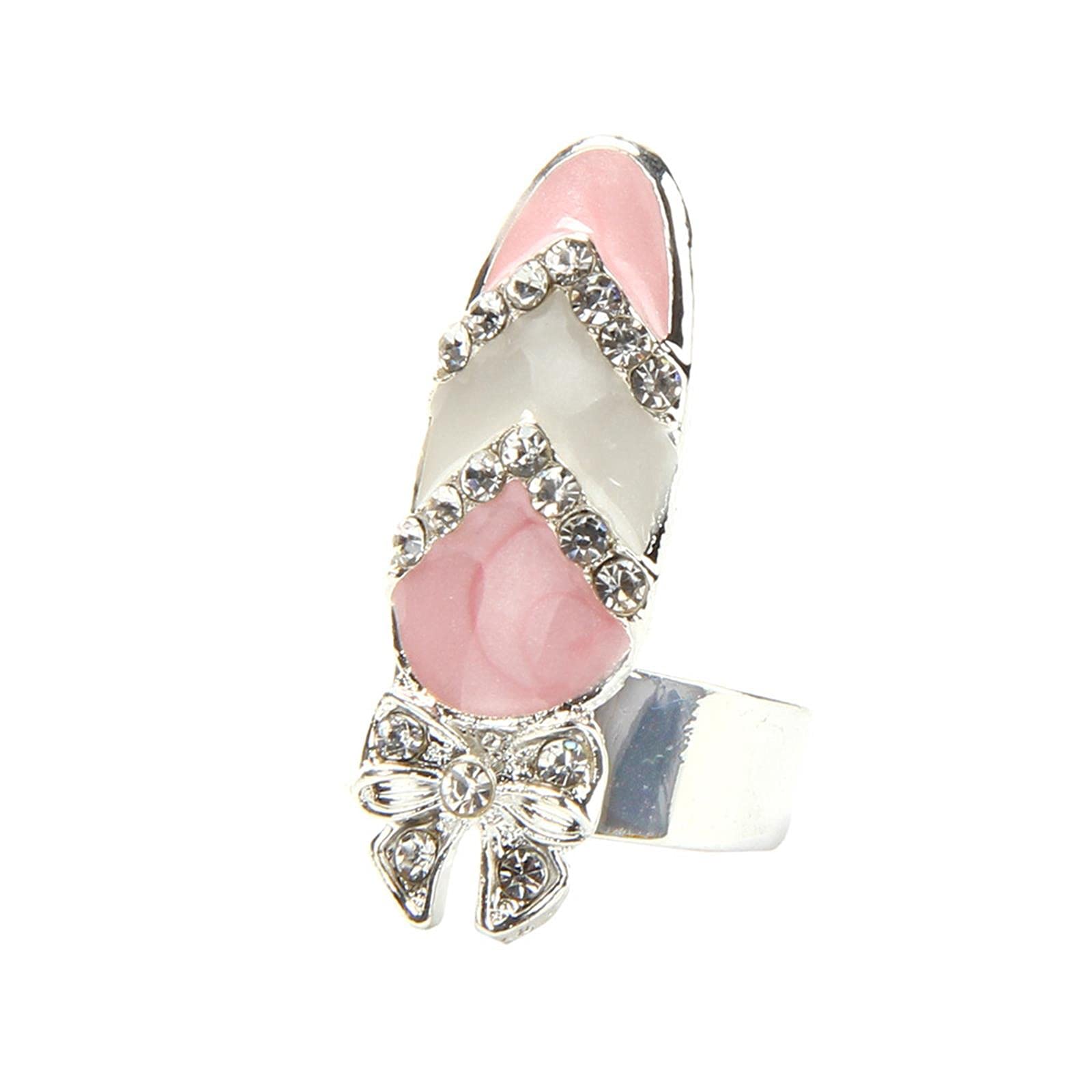 Elegant Women's Fashion Rings Set - Crown, Bowknot & Flower Charm Crystal Nail Rings for Daily Wear, Party & Special Occasions