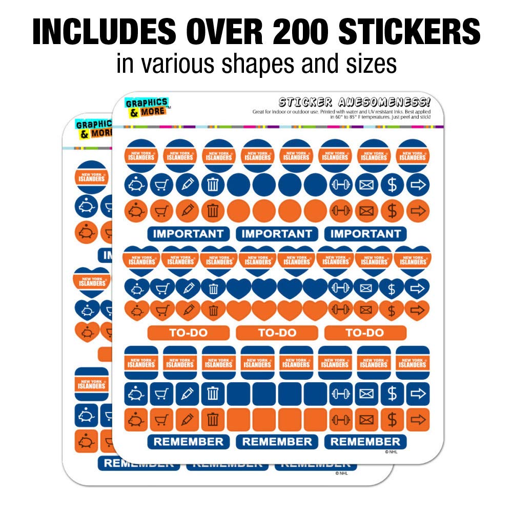 NHL New York Islanders Logo Planner Stickers - 50-Piece Scrapbooking & Crafting Sticker Set for Calendars, Journals, DIY Projects - Perfect for Hockey Fans & Gift Ideas