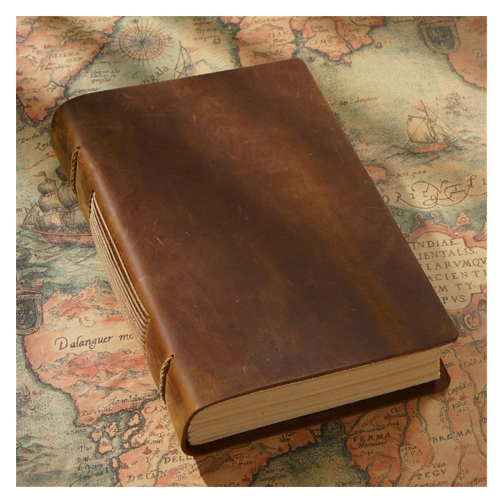 BAPYZ Handmade Leather Notebook Cover - Retro Journal & Sketchbook with 400 Blank Kraft Pages - Perfect Gift for Teachers & Students (Color: A) | Ideal for Writing, Drawing & Note-Taking in School, Office or Travel