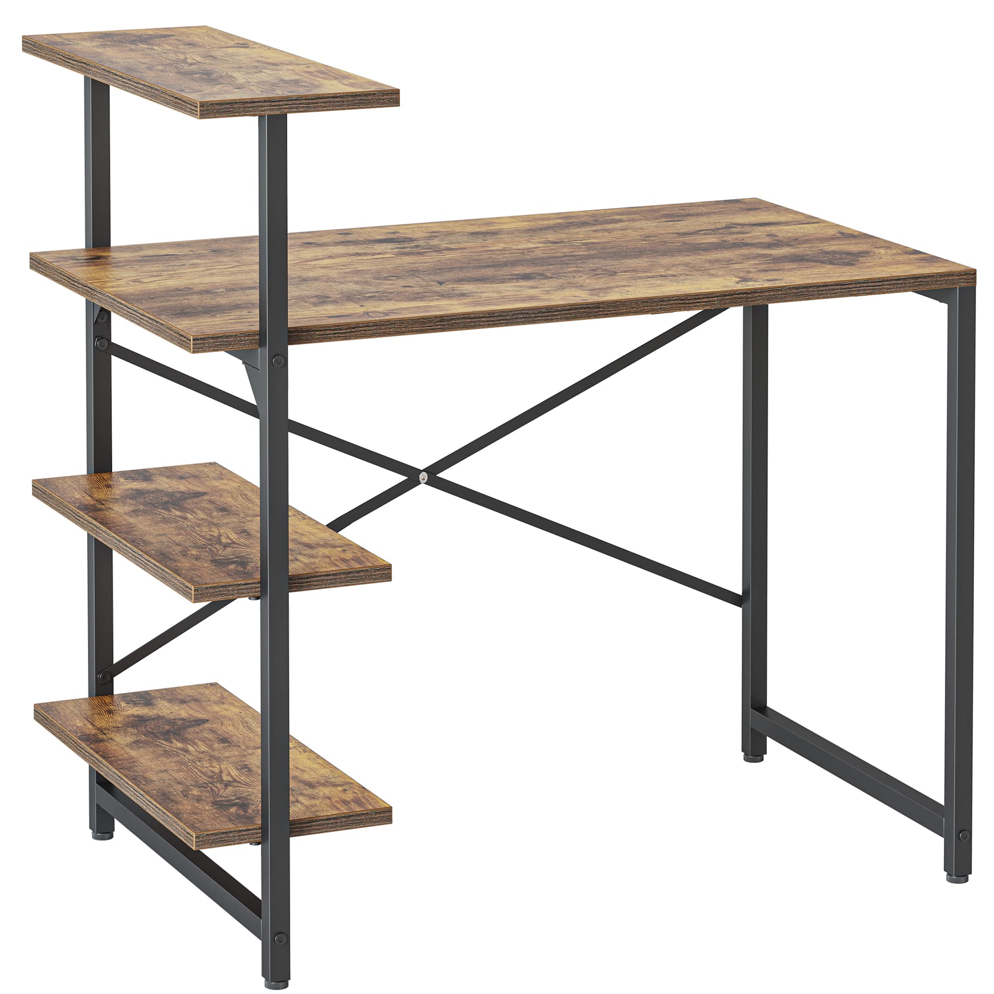 CubiCubi 40 Inch Small Computer Desk with Shelves - Compact Home Office Desk, Study Writing Table with 3 Tier Storage Shelf, Espresso Brown - Perfect for Small Spaces, Dorm Rooms & Home Offices